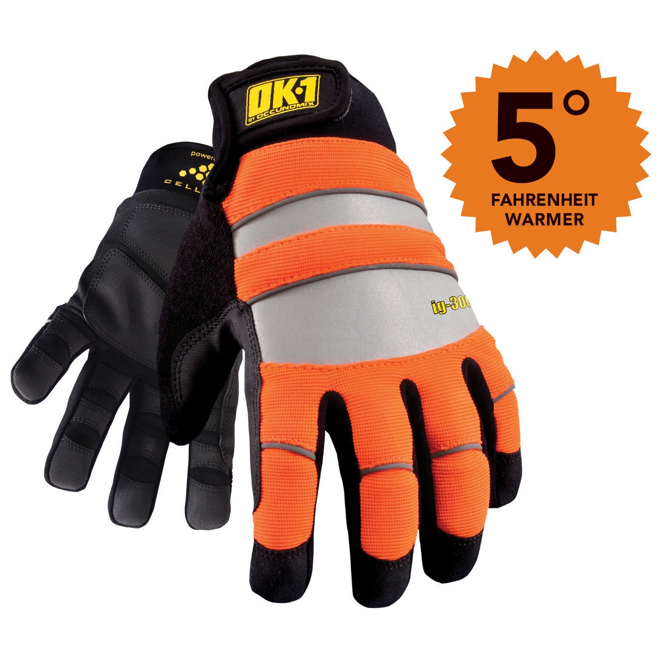 OK-1 IG300 Waterproof Winter Gloves - Orange | FullSource.com