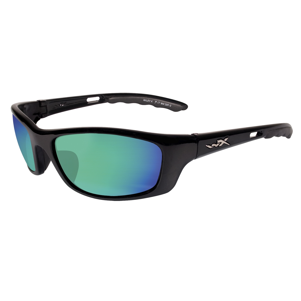 Wiley X P 17 Sunglasses Gloss Black Frame Polarized Emerald Green Lens 8947