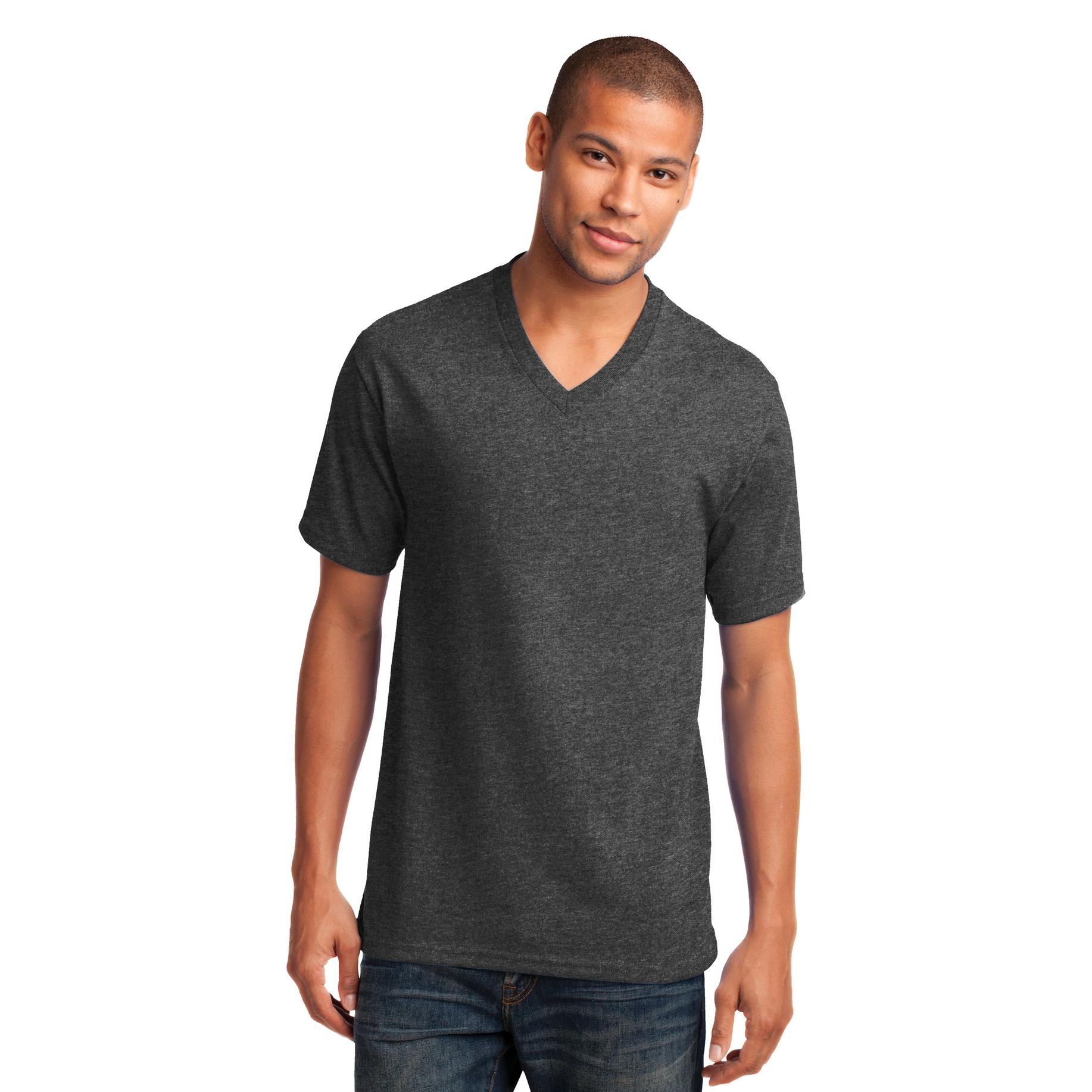 Port & Company PC54V Core Cotton V-Neck Tee - Dark Heather Grey | Full ...