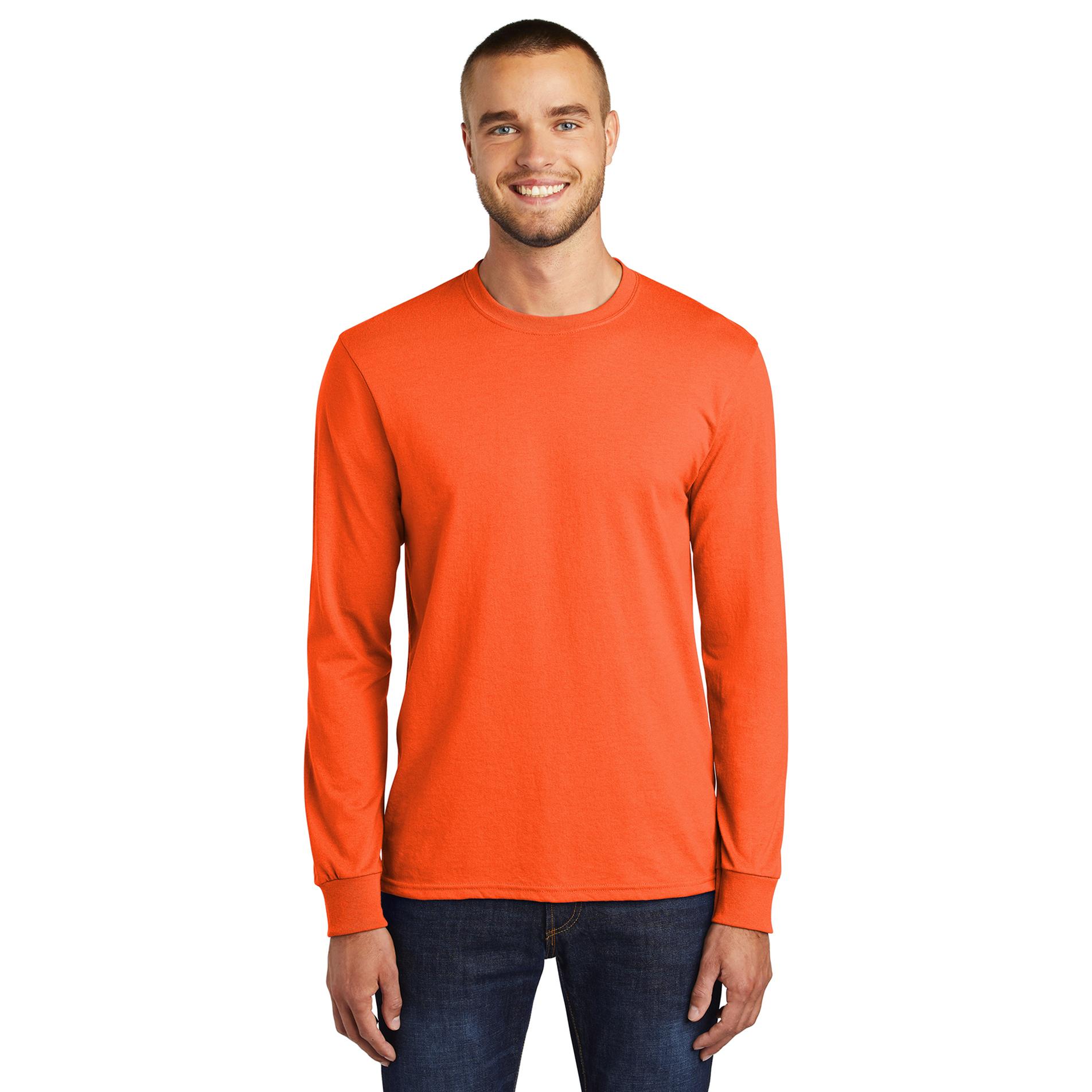 Port & Company PC55LST Tall Long Sleeve Core Blend Tee - Safety Orange ...