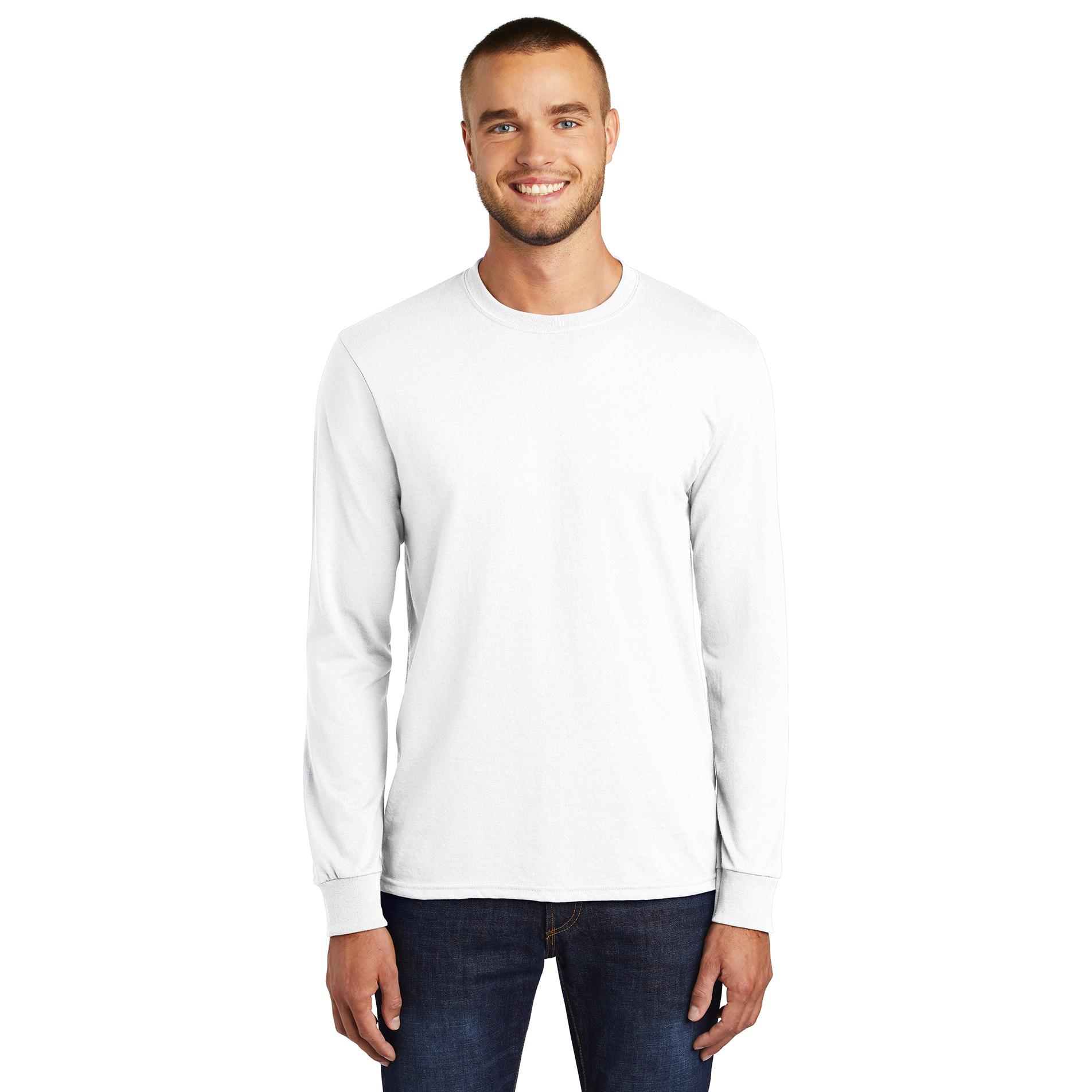 Port & Company PC55LST Tall Long Sleeve Core Blend Tee - White | Full ...