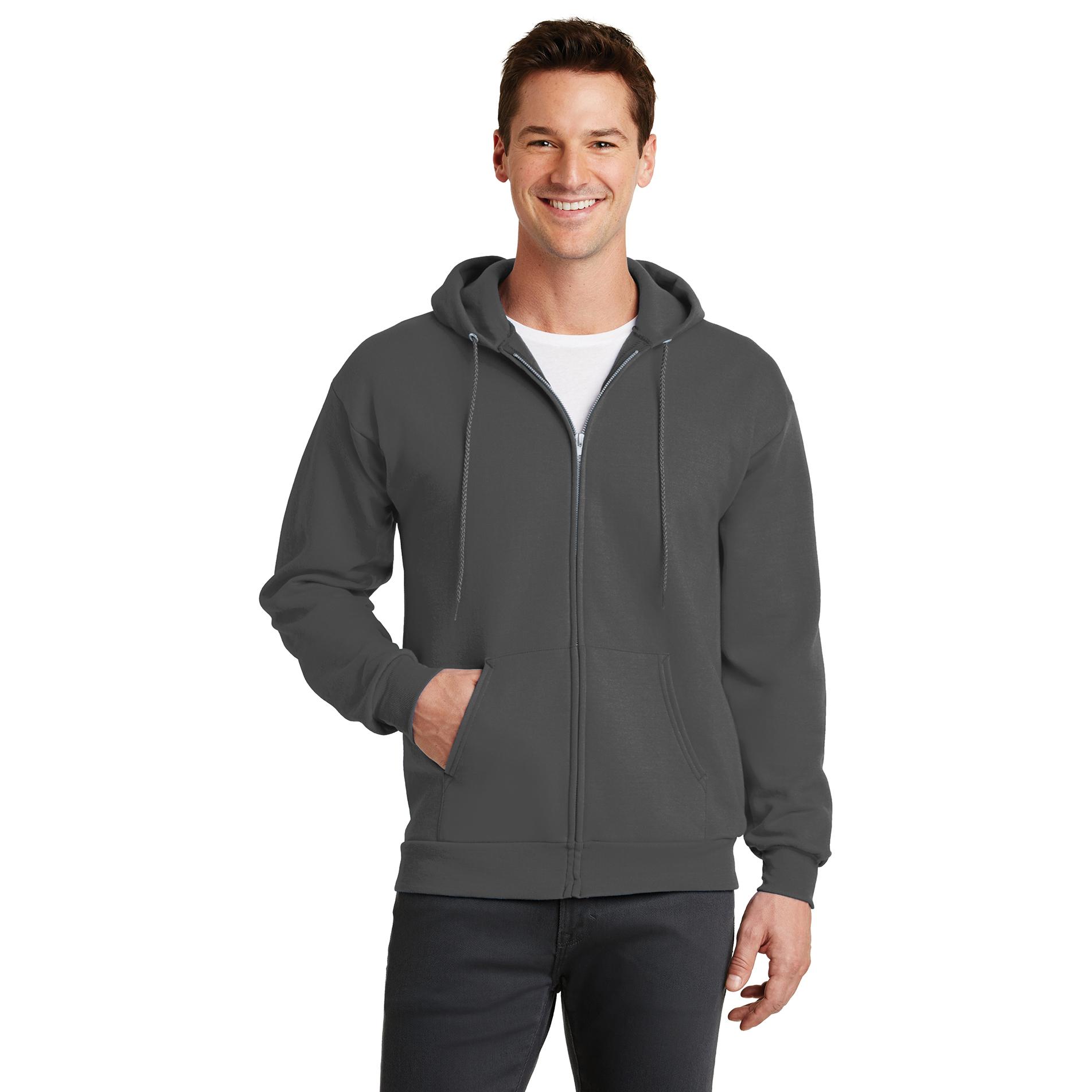 Port & Company PC78ZH Core Fleece Full-Zip Hooded Sweatshirt - Charcoal ...