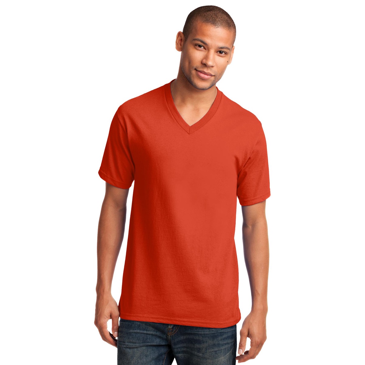 Port /& Company 5.4-oz 100/% Cotton V-Neck T-Shirt Athletic Heather PC54V