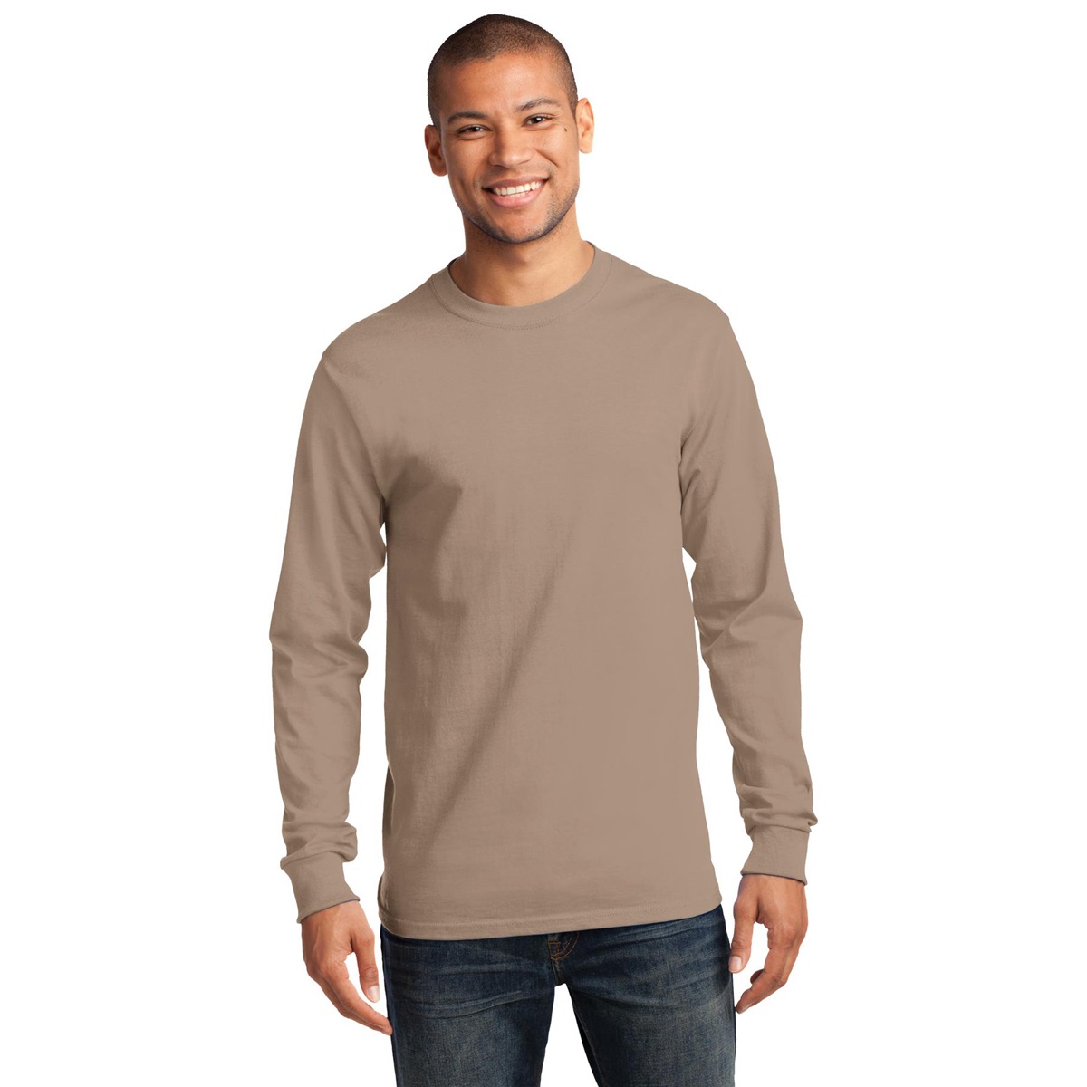 Port & Company PC61LS Long Sleeve Essential T-Shirt - Sand | Full