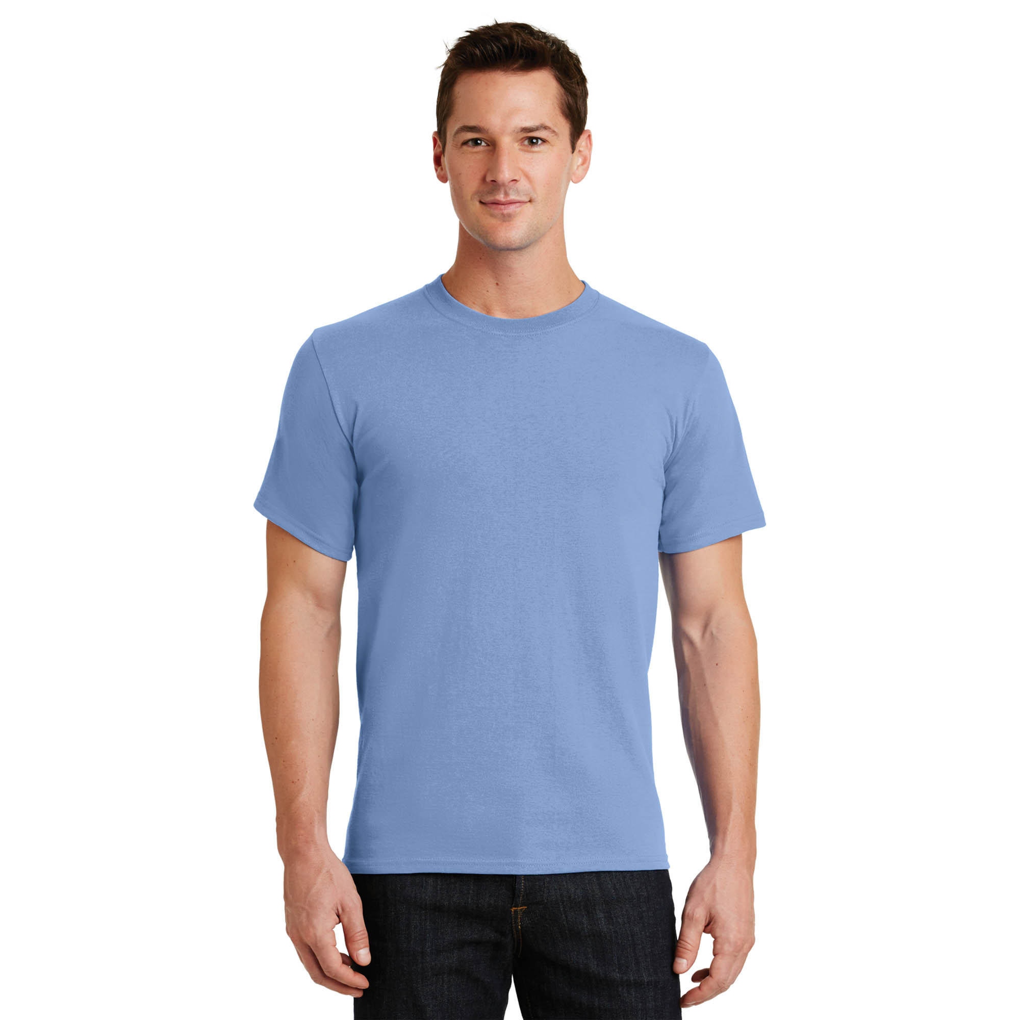 light blue t shirt with jeans