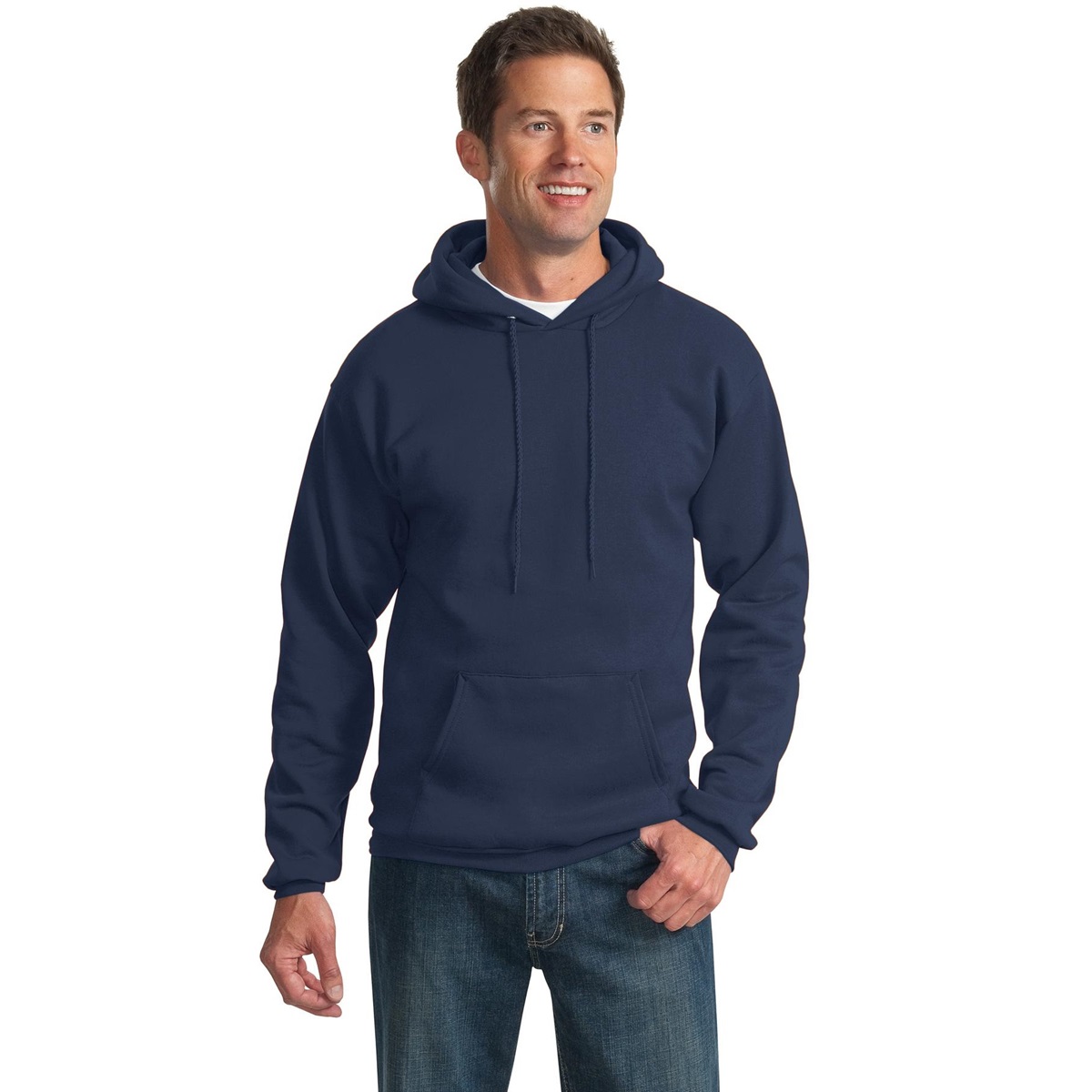 Port /& Company Mens Pullover Pocket Hooded Sweatshirt Orange Small