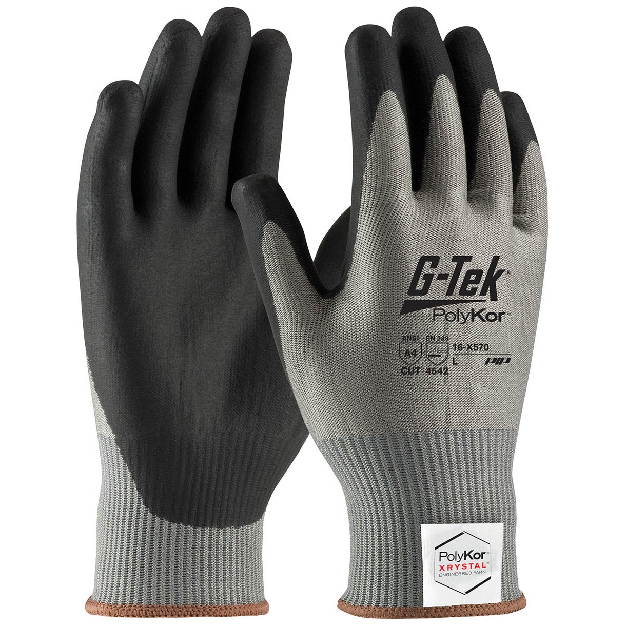 PIP - G-Tek Seamless Knit PolyKor Xrystal Gloves - NeoFoam Coated Grip - Large - 16-X570