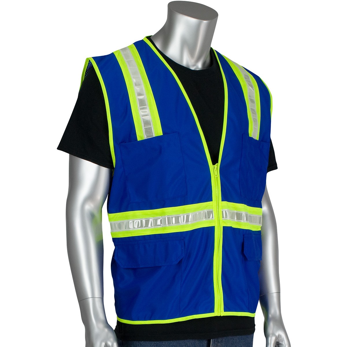 Pip 300 1000 Non Ansi Two Tone Surveyor Safety Vest Blue Fullsource Com