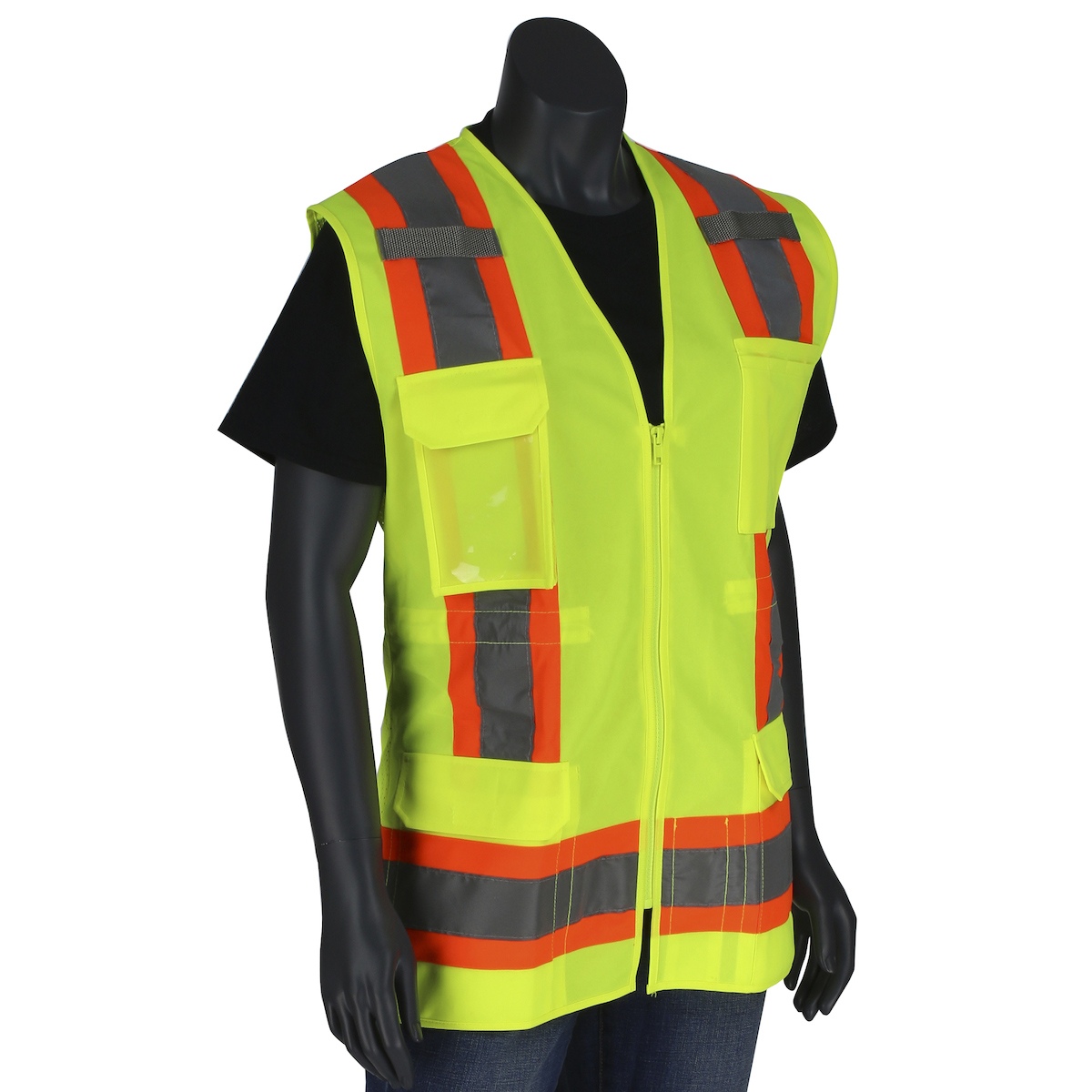PIP 302-0512 Type R Class Women's Solid Front Surveyor Safety Vest  Yellow/Lime Full Source