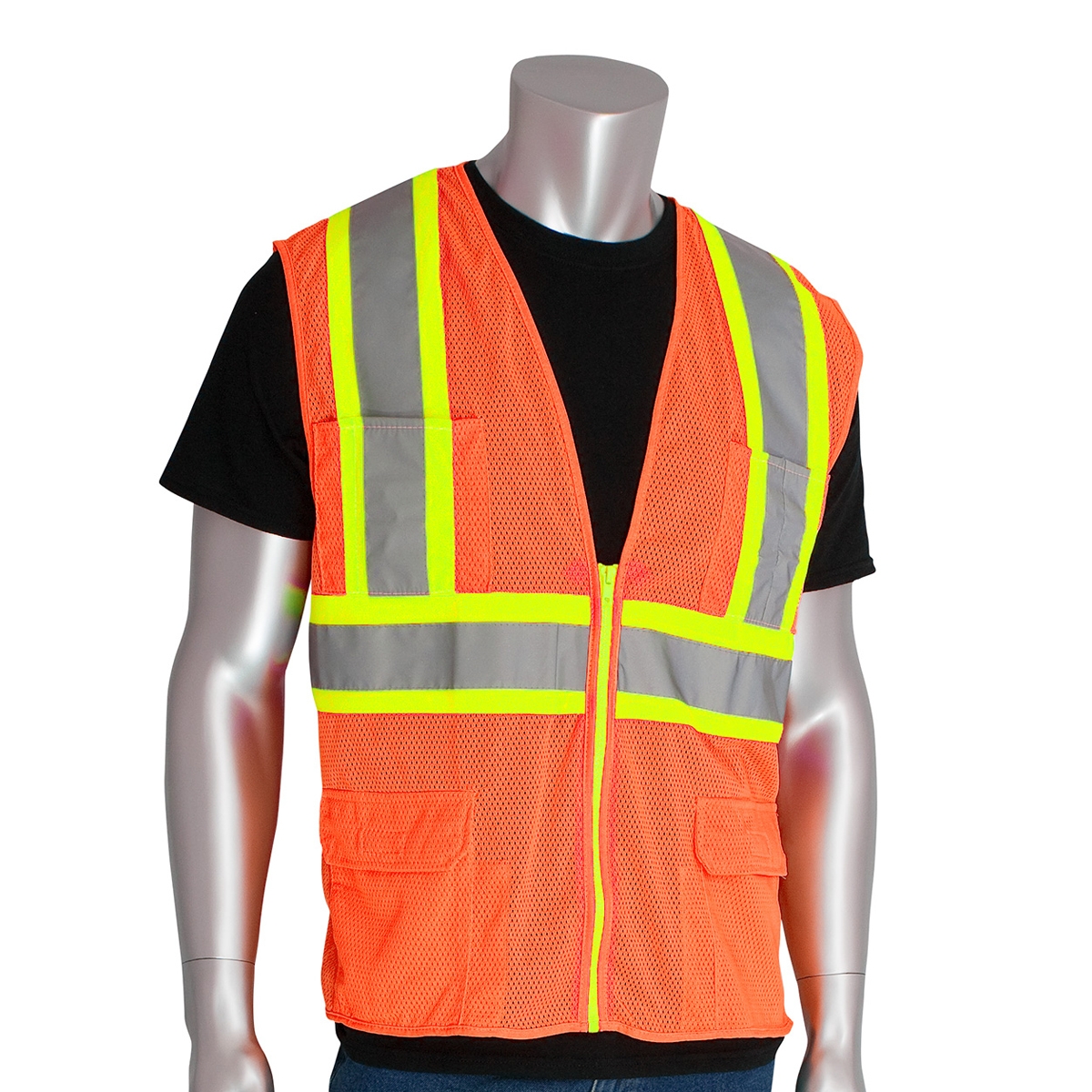 PIP 302-MAPM Type R Class 2 Mesh Two-Tone Surveyor Safety Vest with ...