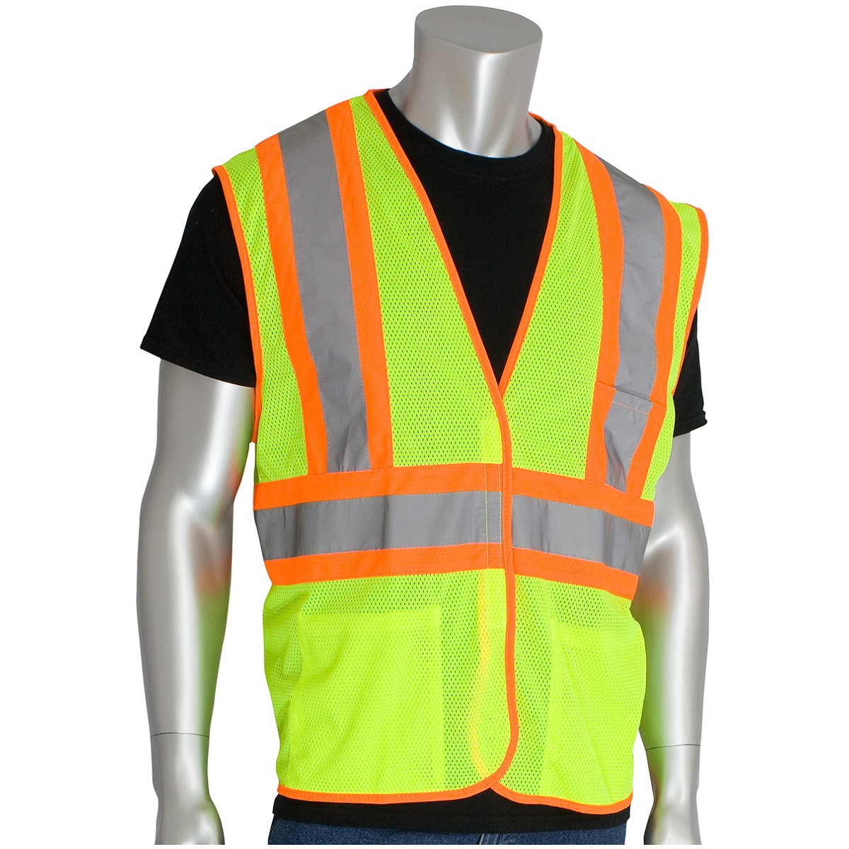 PIP 302-MVAT Type R Class 2 Two Tone Mesh Safety Vest with Three ...
