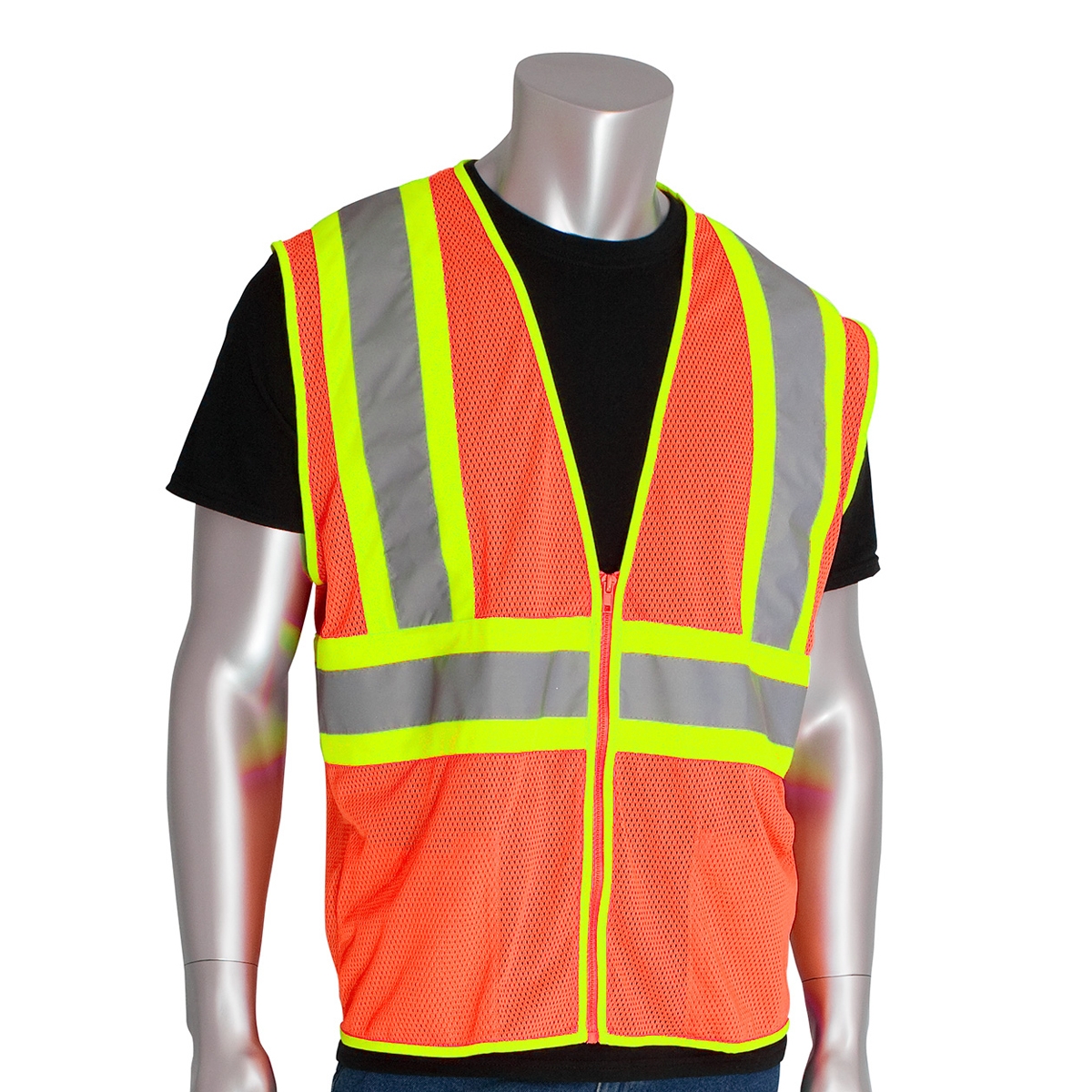 PIP 302-MV Economy Type R Class 2 Two-Tone Mesh Safety Vest - Orange ...