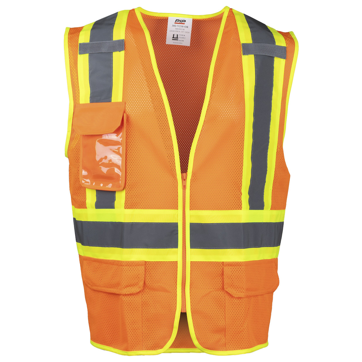 PIP 302-V210 Type R Class 2 Two-Tone Mesh Safety Vest - Orange | Full ...