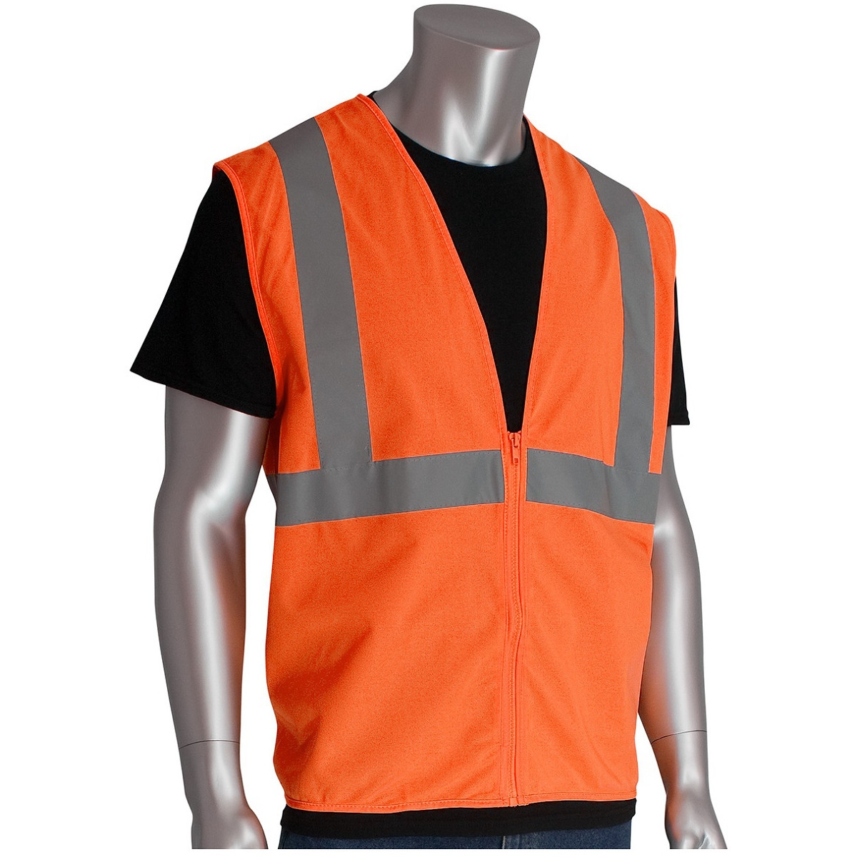 PIP 302-WCENGZ Economy Type R Class 2 Solid Safety Vest with Zipper ...