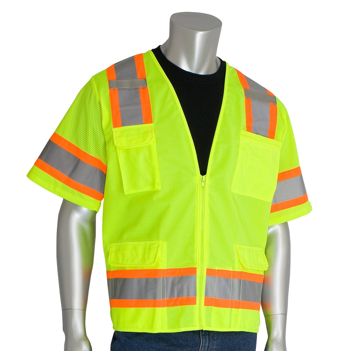 PIP 303-0500 Type R Class 3 Two-Tone Surveyor Safety Vest with Six ...