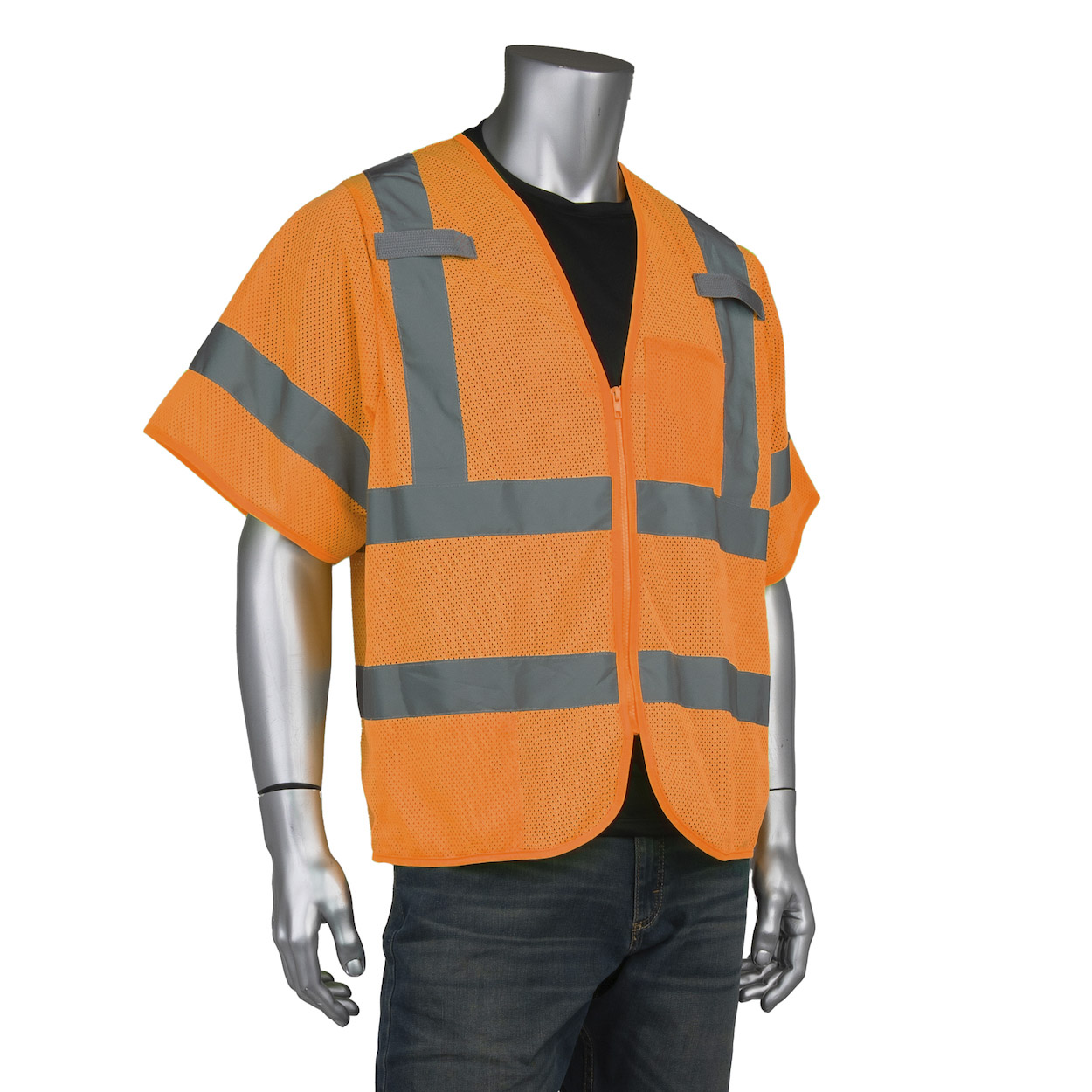 Pip Vests PIP 303-V101 Economy Type R Class 3 Dual Sized Two Pocket Mesh Safety ...