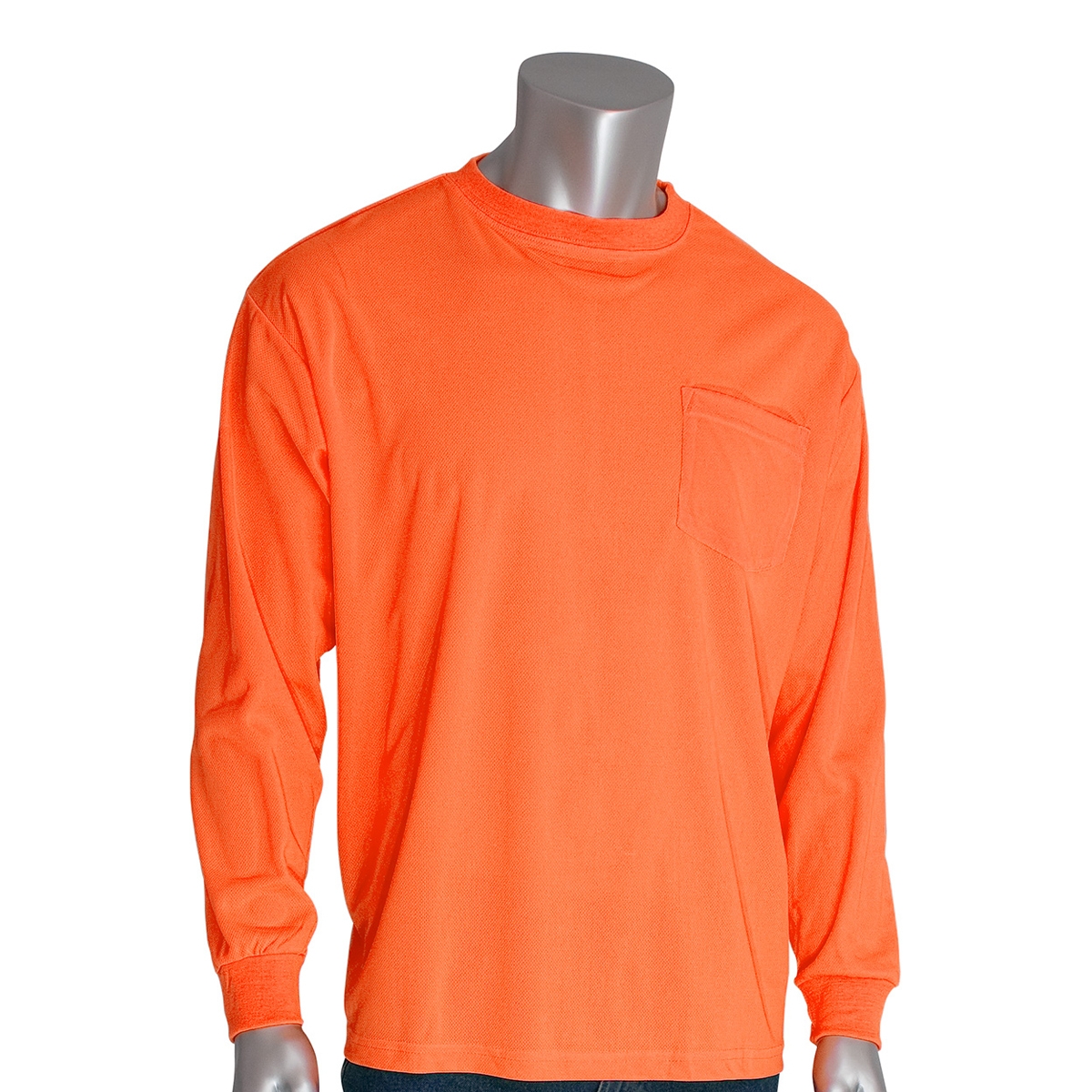 PIP 310-1100 Non-ANSI Long Sleeve Safety T-Shirt - Orange | Full Source