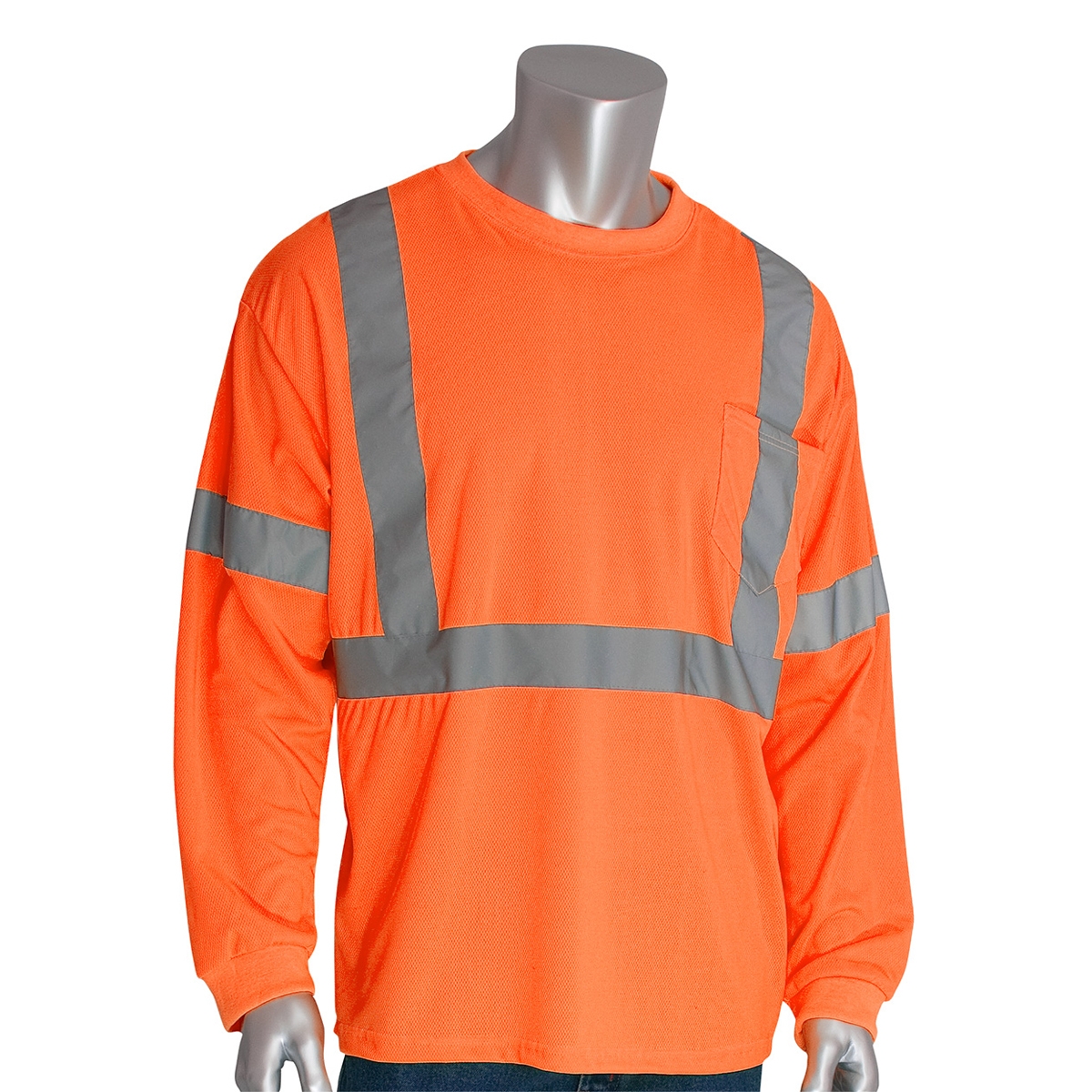 PIP 313-1300 Type R Class 3 Long Sleeve Safety T-Shirt - Orange | Full ...