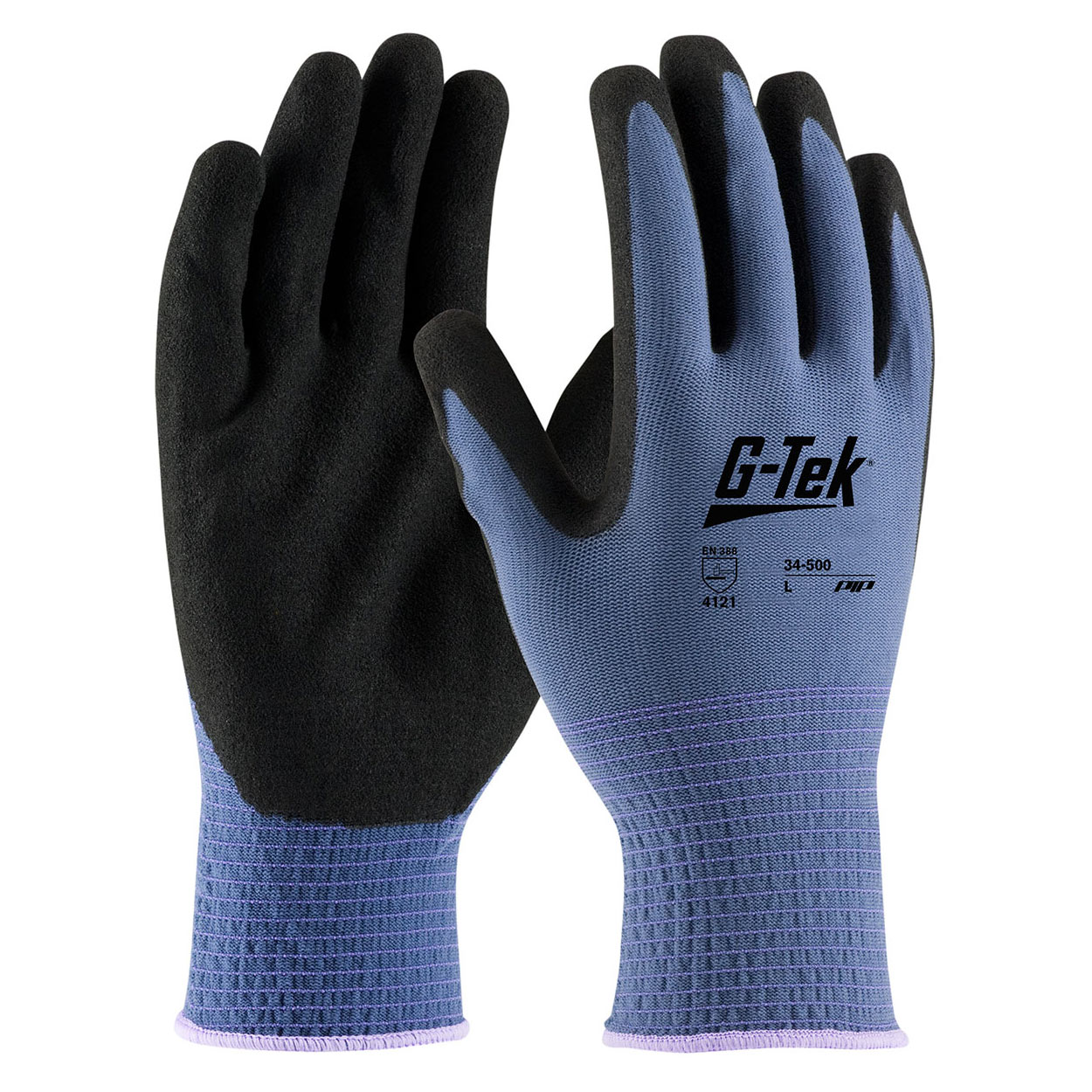 PIP G-Tek Nitrile MicroSurface Nylon Grip Gloves, Blue/Black, XL, 12 Pairs