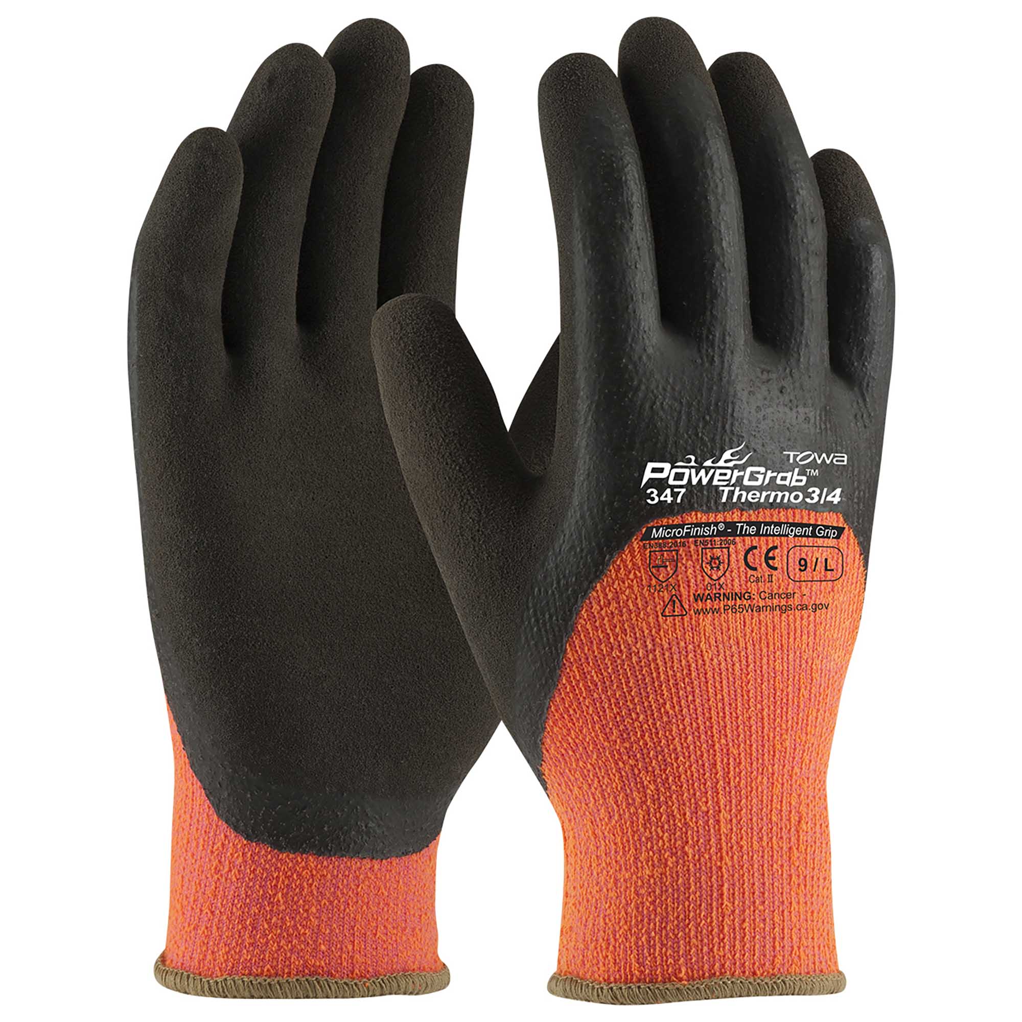 Pip Terry PIP 41-1475 PowerGrab Thermo Hi-Vis Seamless Knit Acrylic Terry Gloves ...