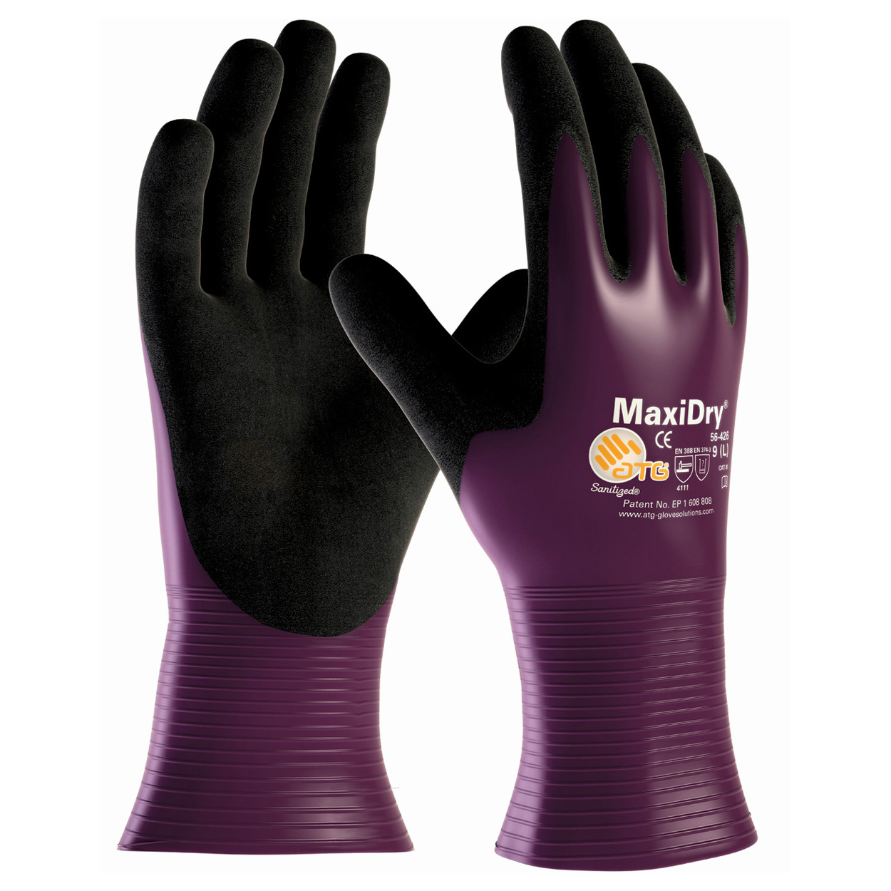 PIP 34-8743/L MaxiFlex Cut 2 Non Touch Screen Compatible Cut by ATG Black  Micro-Foam Nitrile Coated Cut Resistant Gloves