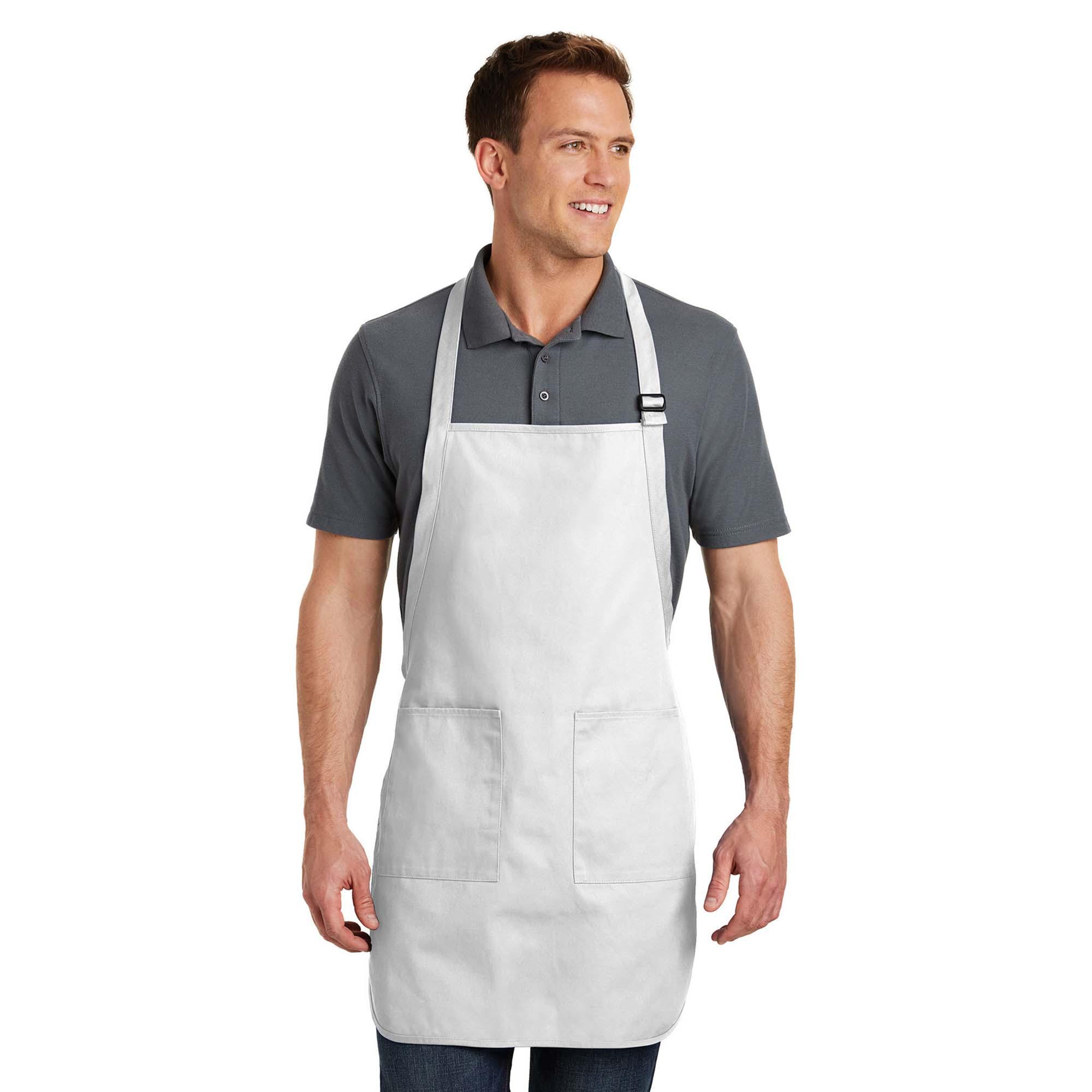 Port Authority A500 Full Length Apron with Pockets - White | Full Source