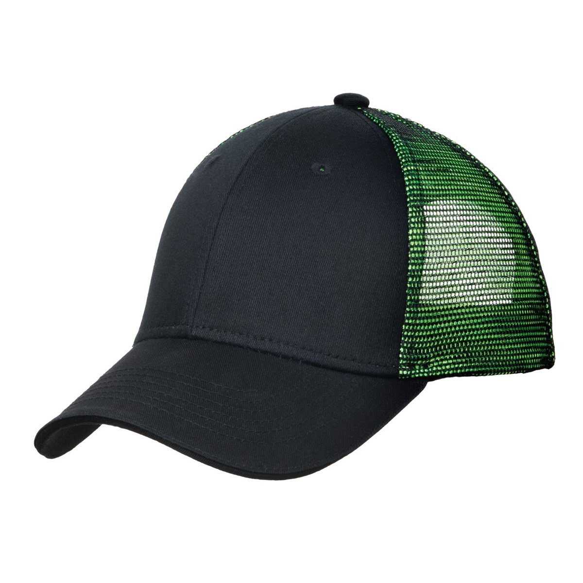 Port Authority C818 Double Mesh Snapback Sandwich Bill Cap - Black