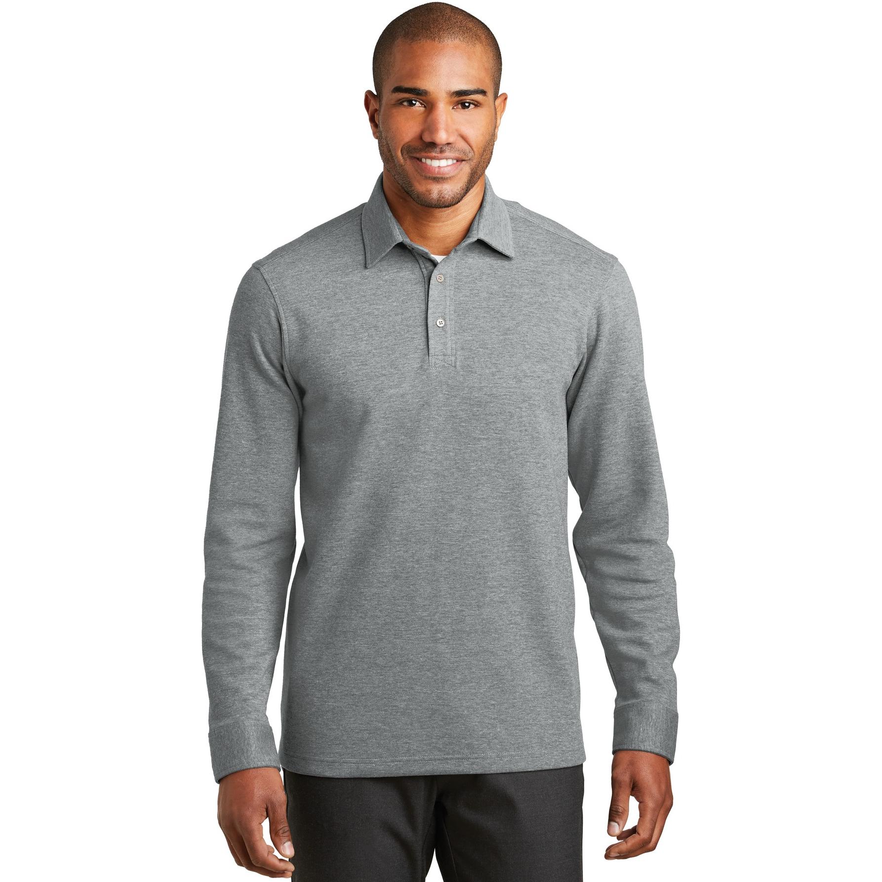 Port Authority K808 Interlock Polo Cover-Up - Medium Grey Heather ...