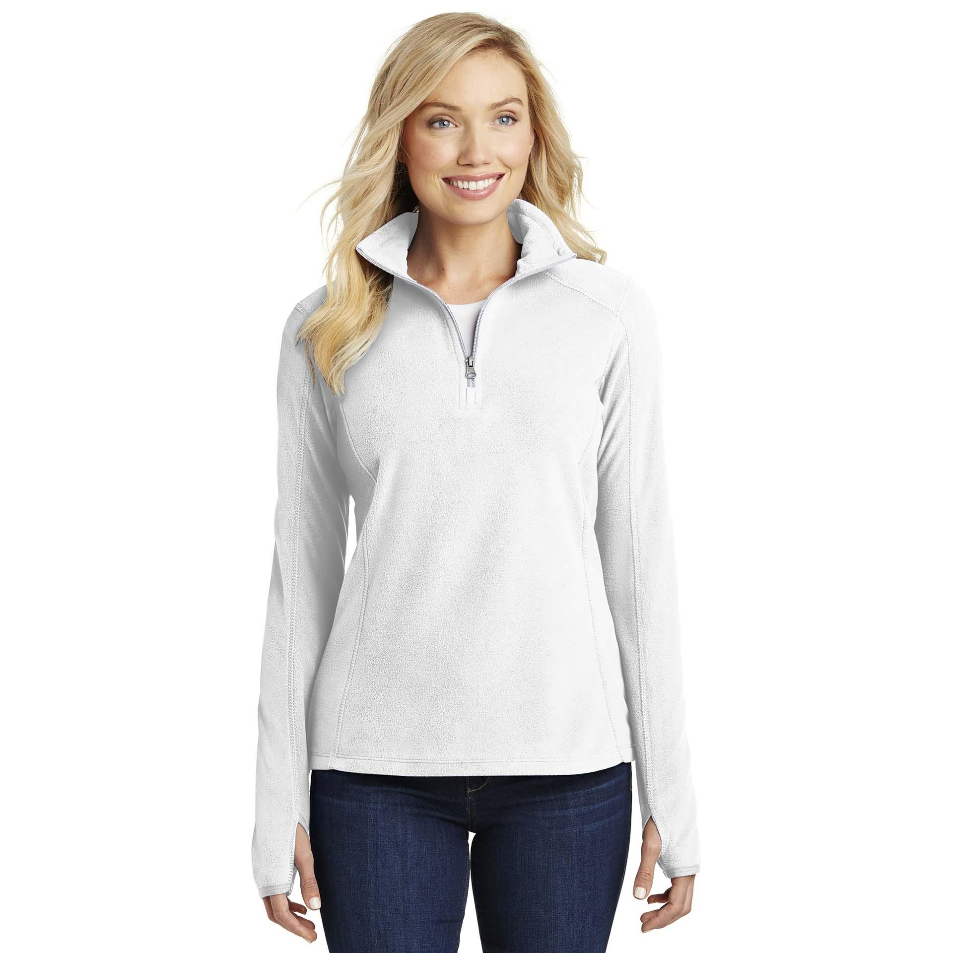 Port Authority L224 Ladies Microfleece 1/2-Zip Pullover - White | Full ...