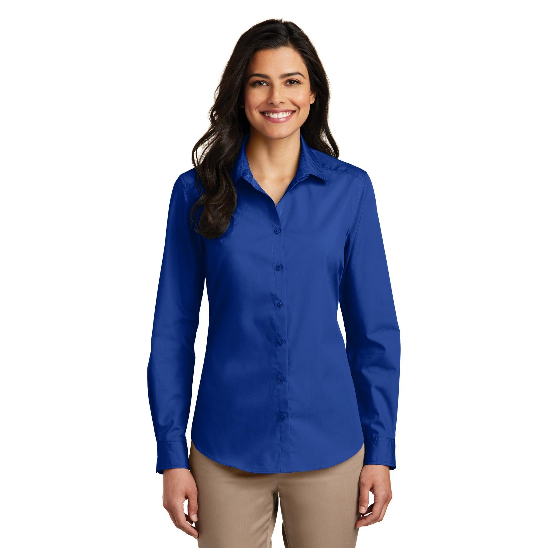 Port Authority LW100 Ladies Long Sleeve Carefree Poplin Shirt - True ...