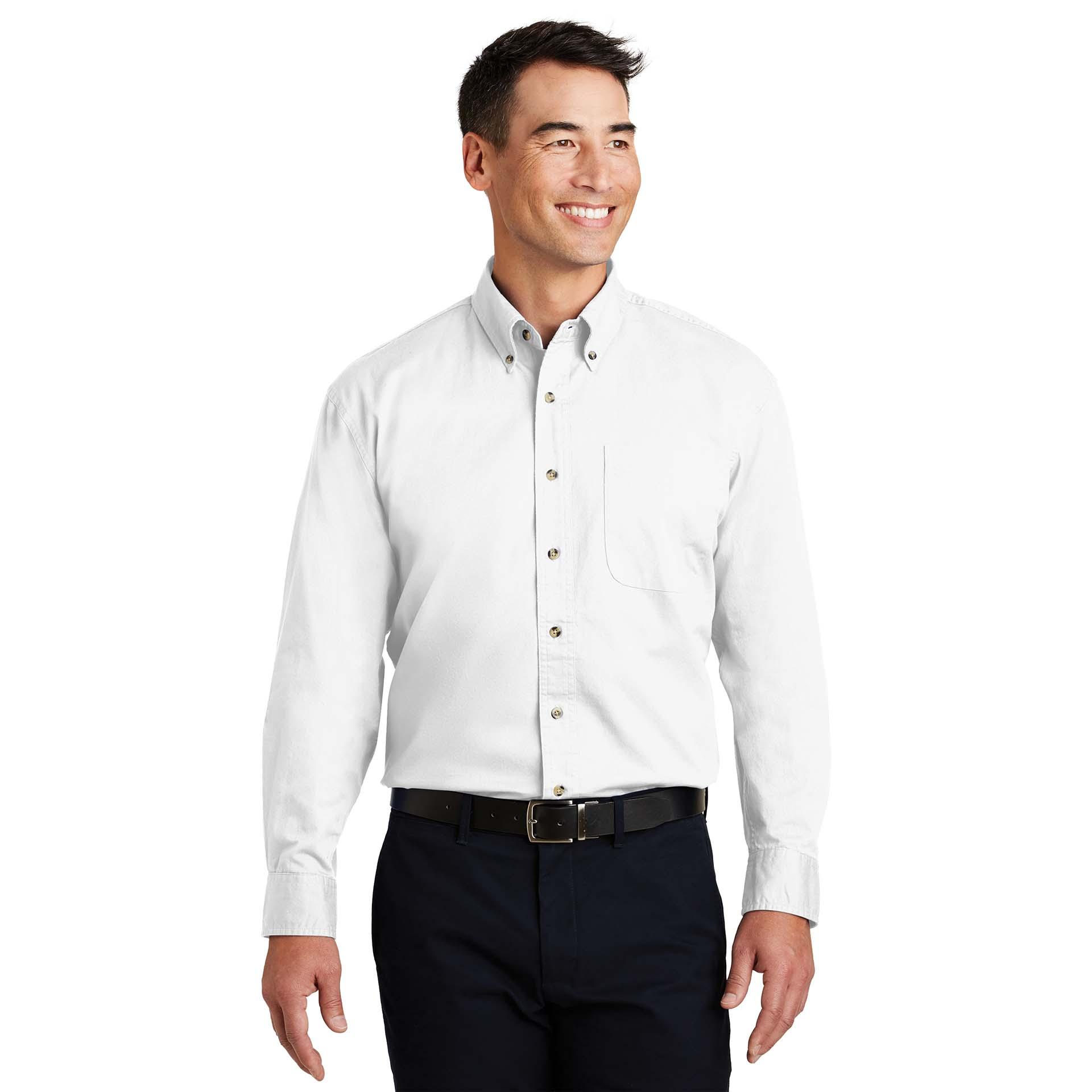 Port Authority TLS600T Tall Long Sleeve Twill Shirt - White | Full Source