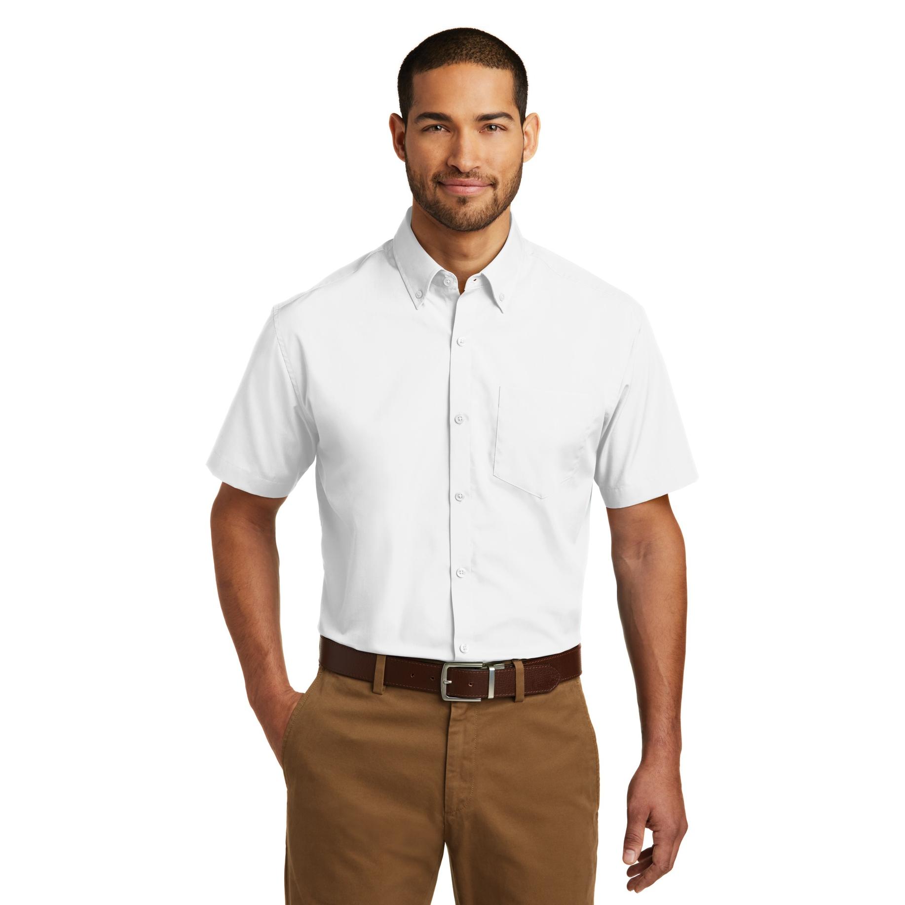 Port Authority W101 Short Sleeve Carefree Poplin Shirt - White | Full ...