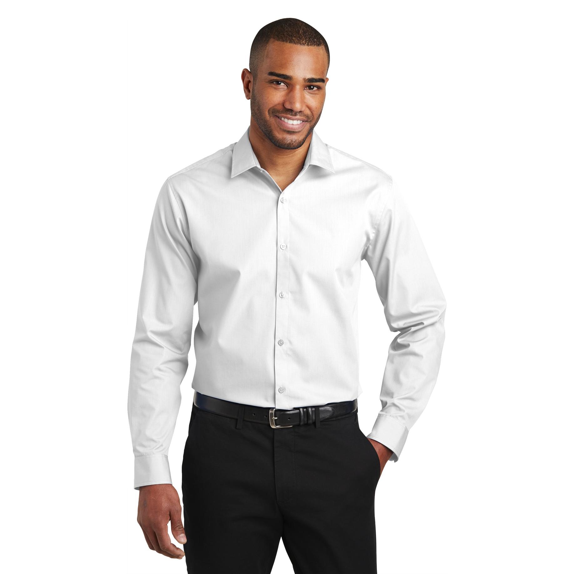 Port Authority W103 Slim Fit Carefree Poplin Shirt - White | Full Source