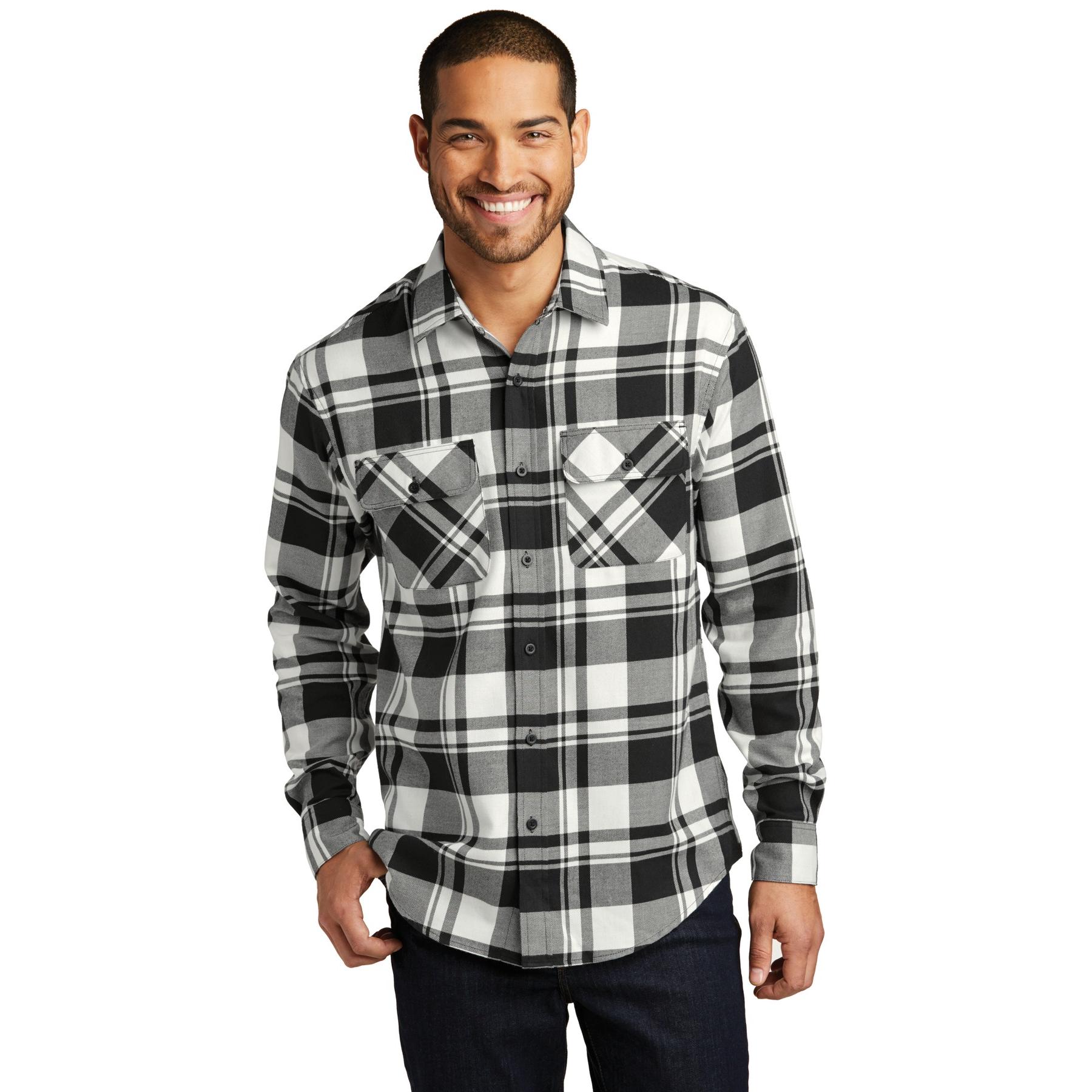 Port Authority W668 Plaid Flannel Shirt - Royal/ Black - XS