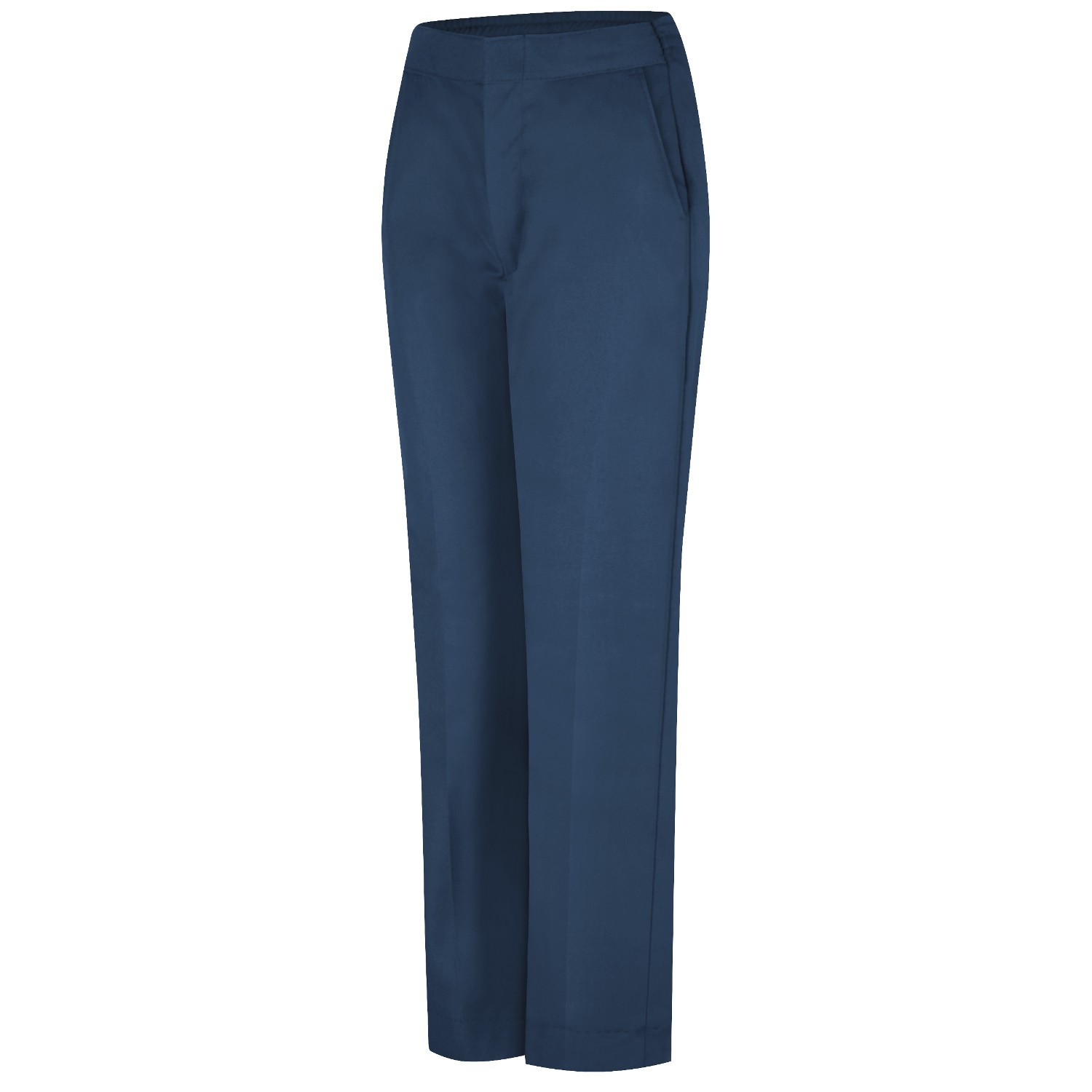 Ladies Flat Front Poly/Cotton Work Pants In Navy Blue Available In
