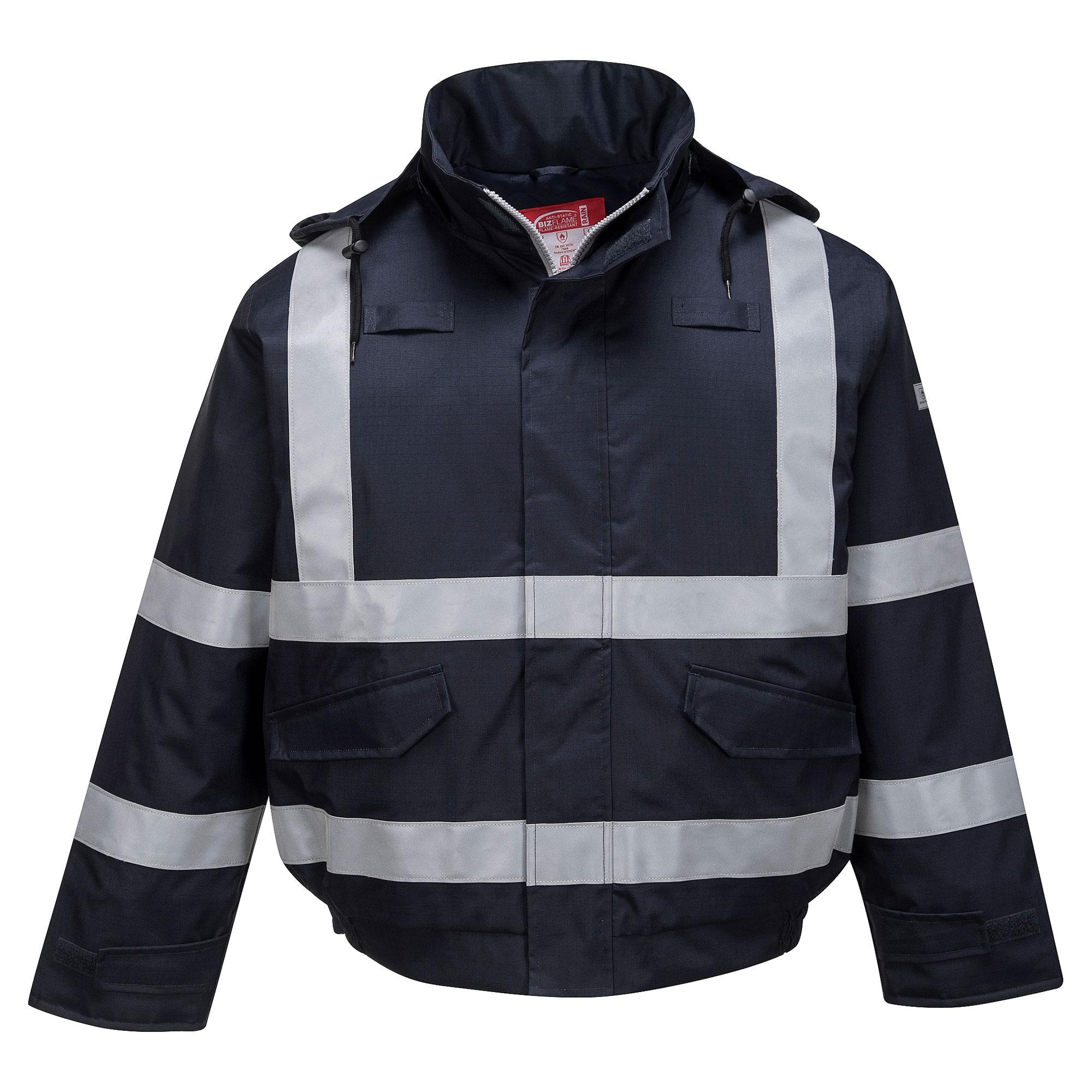 Men's Waterproof Hi-Vis Bomber Jacket - Orange Navy