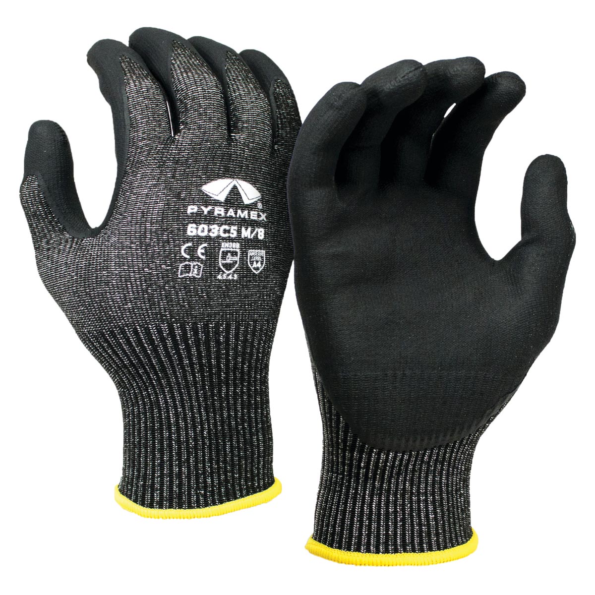 1 Pair Pyramex GL604C5 Sandy Nitrile CorXcel Work Gloves M A4 Cut Protection