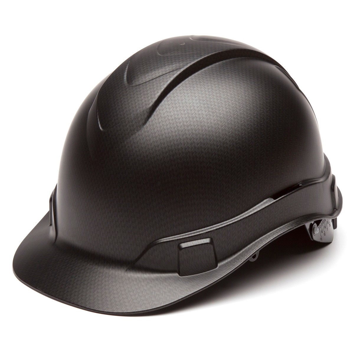Hard Hat Full Brim 4 Pt Ratchet Suspension Safety Helmet Black Graphite Pattern 