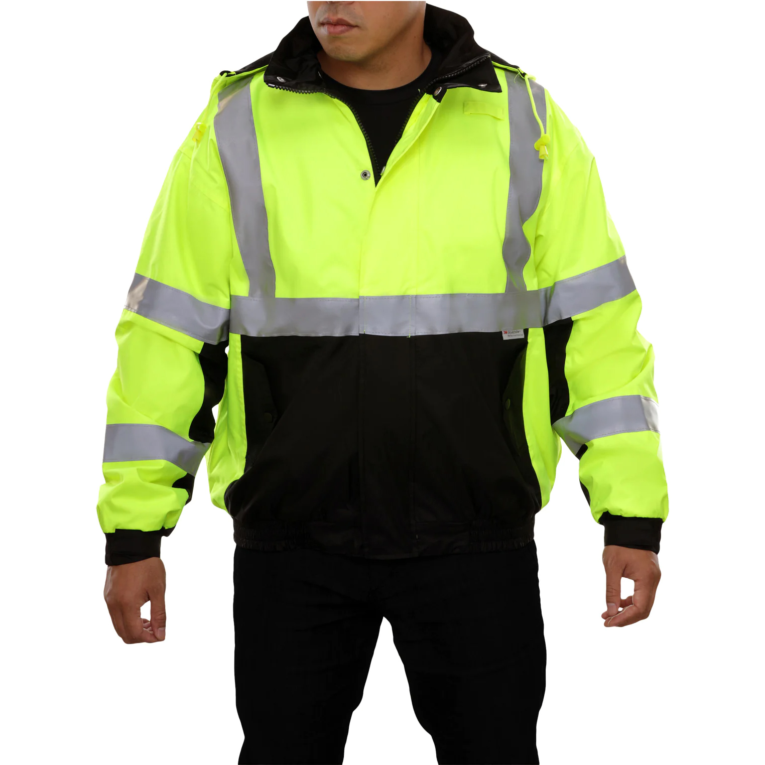 Reflective Apparel 411STLB Type R Class 3 Black Bottom Bomber Safety ...