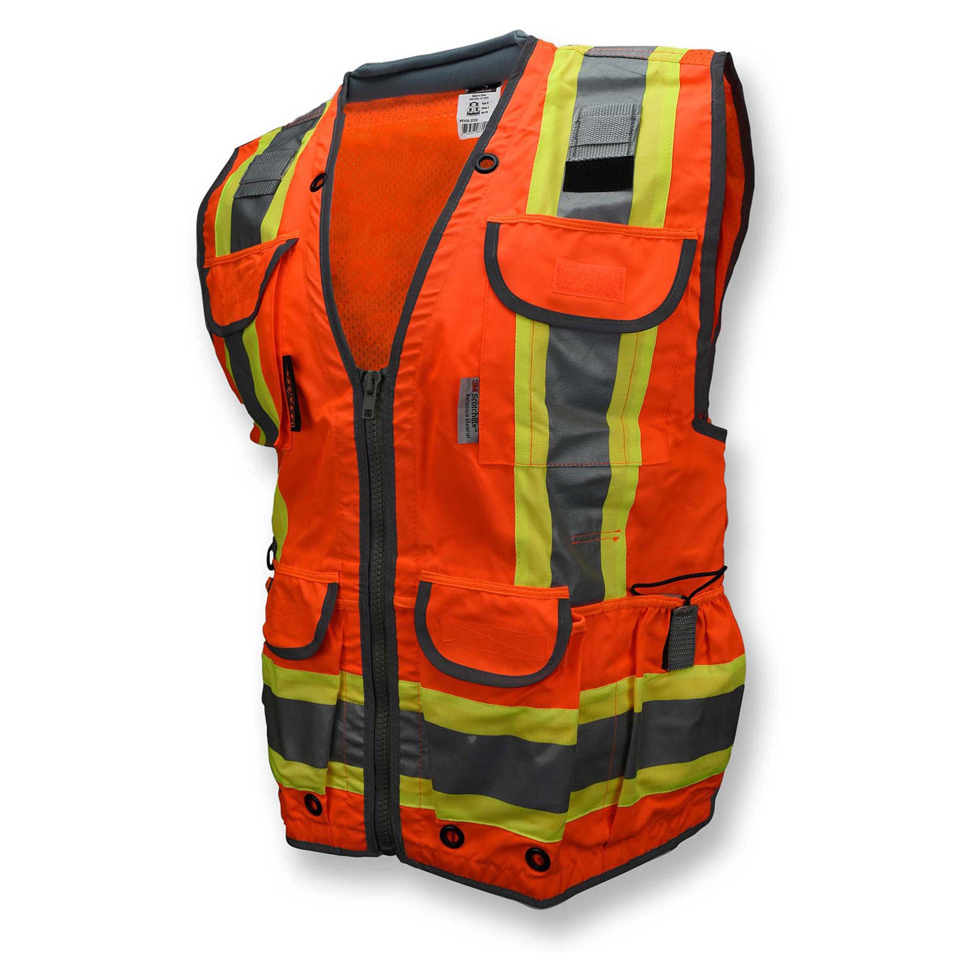 Radians SV55-2ZOD Type R Class Heavy Duty Two-Tone Engineer Safety Vest  Orange Full Source