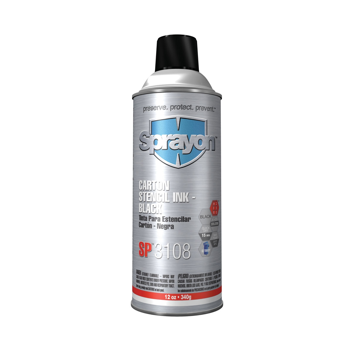 Sprayon SP 3108 Carton Stencil Ink Black 12 oz Aerosol Full Source