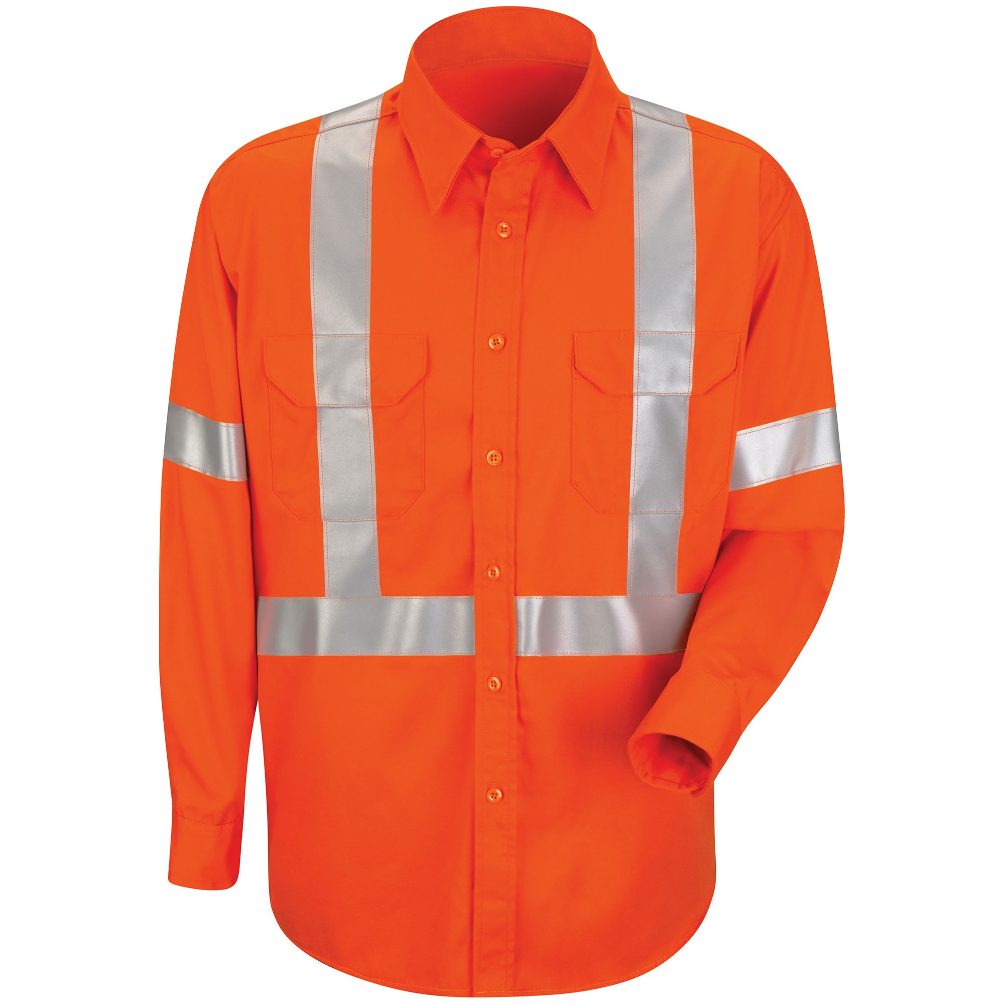 Red Kap Sc1sor Mens Long Sleeve Cotton Work Shirt W Striping Orange Red Kap Sc1sor Mens Long Sleeve Cotton Work Shirt W Striping Orange