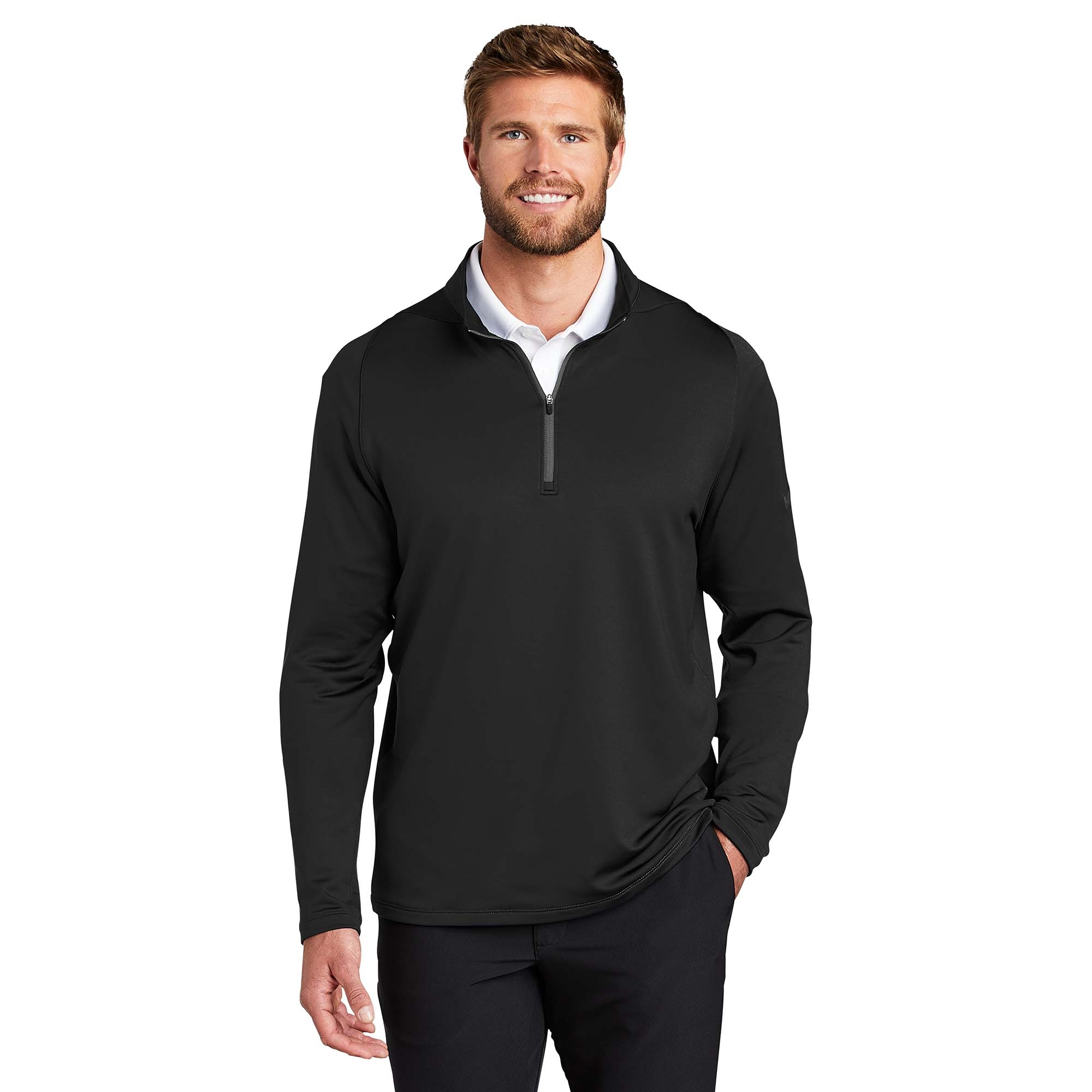 Nike 779795 Dri-FIT Stretch 1/2-Zip Cover-Up - Black/Dark Grey | Full ...