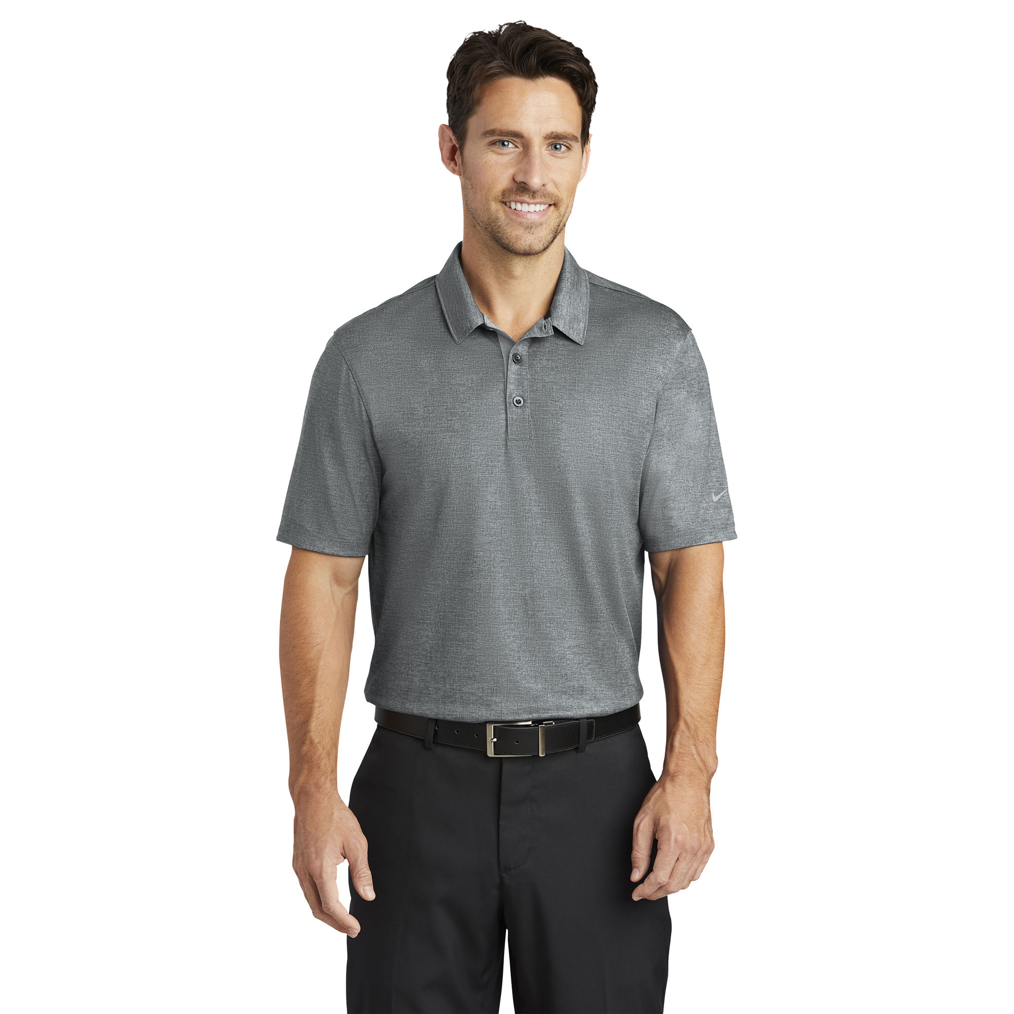 Nike 838965 Dri-FIT Crosshatch Polo - Cool Grey/Anthracite | Full