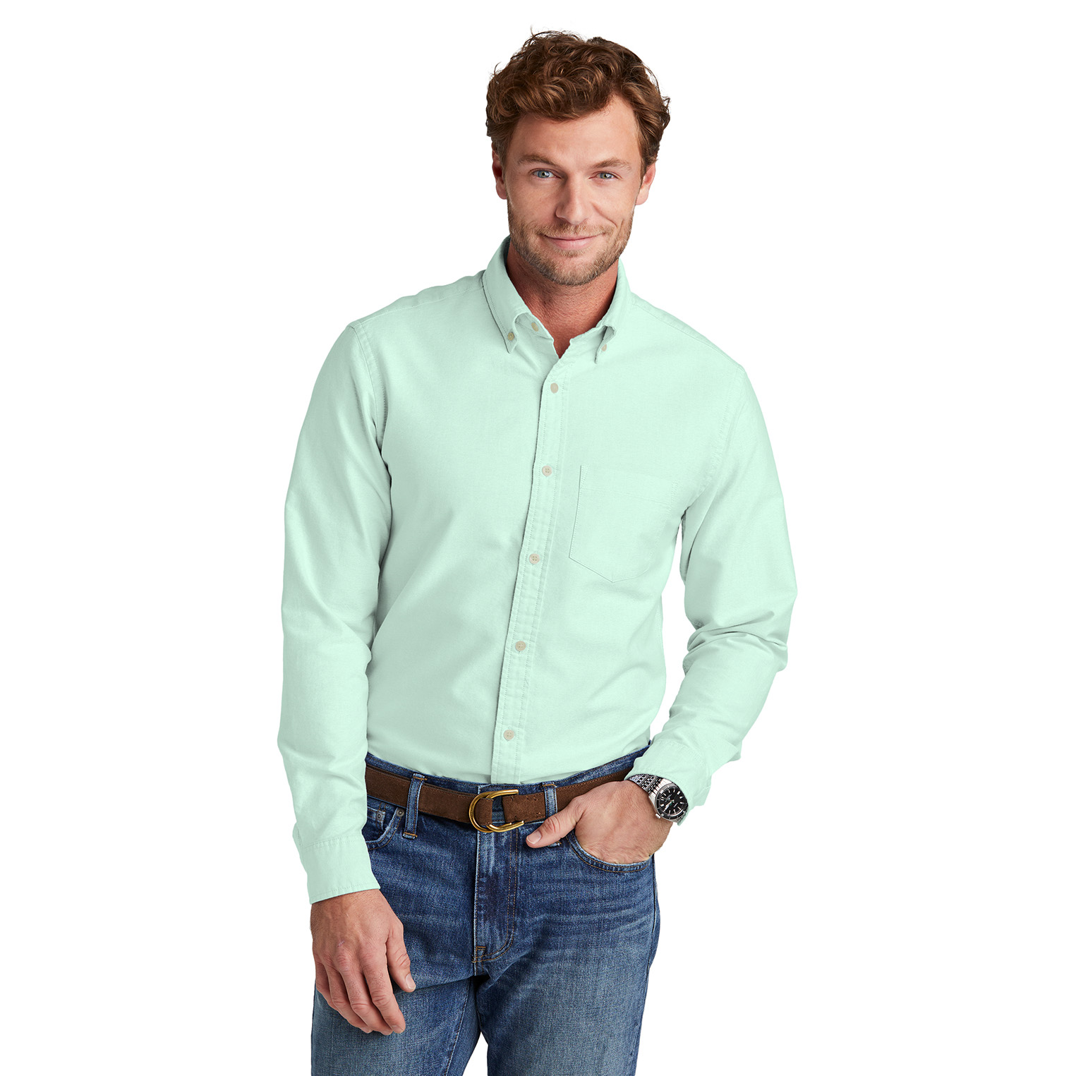 Brooks Brothers BB18004 Casual Oxford Cloth Shirt - Soft Mint