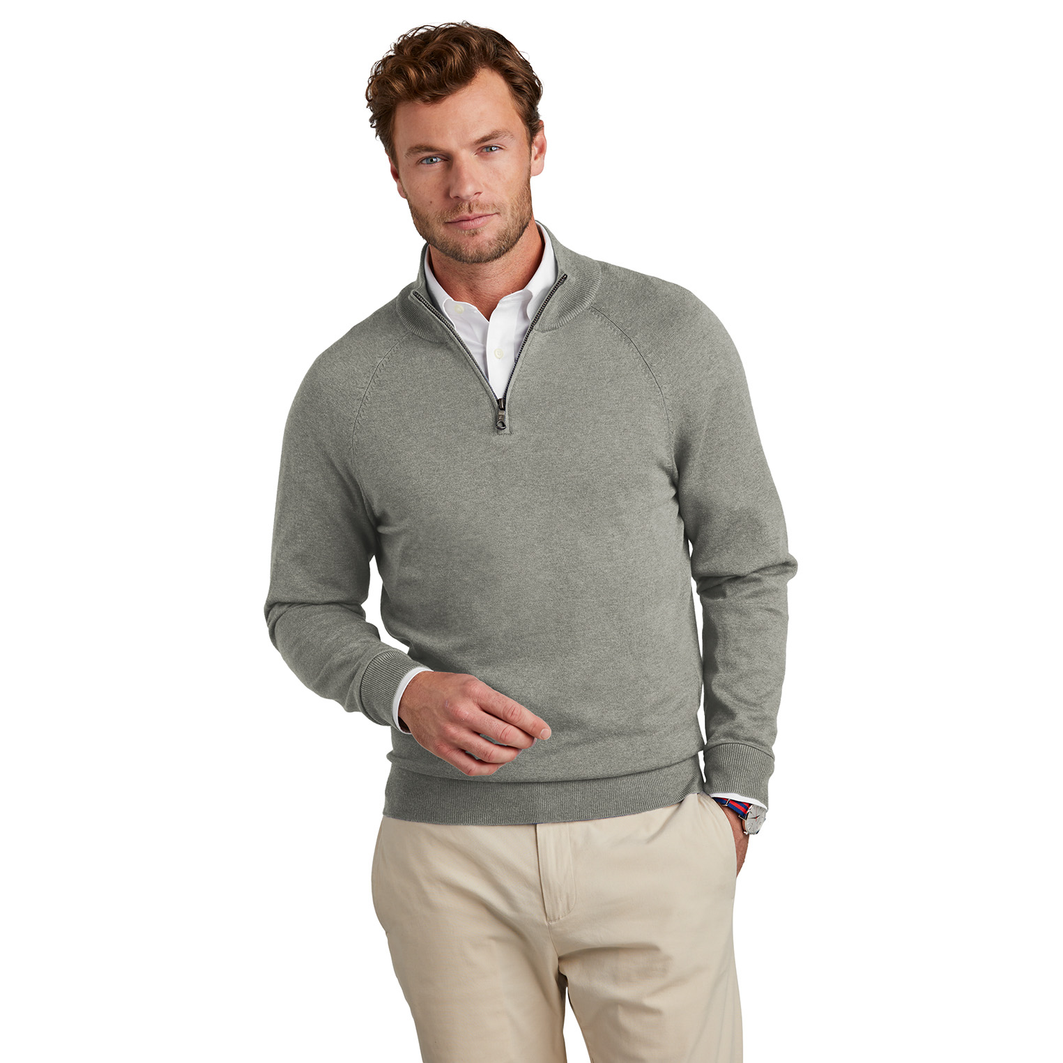 Brooks Brothers BB18402 Cotton Stretch 1/4-Zip Sweater