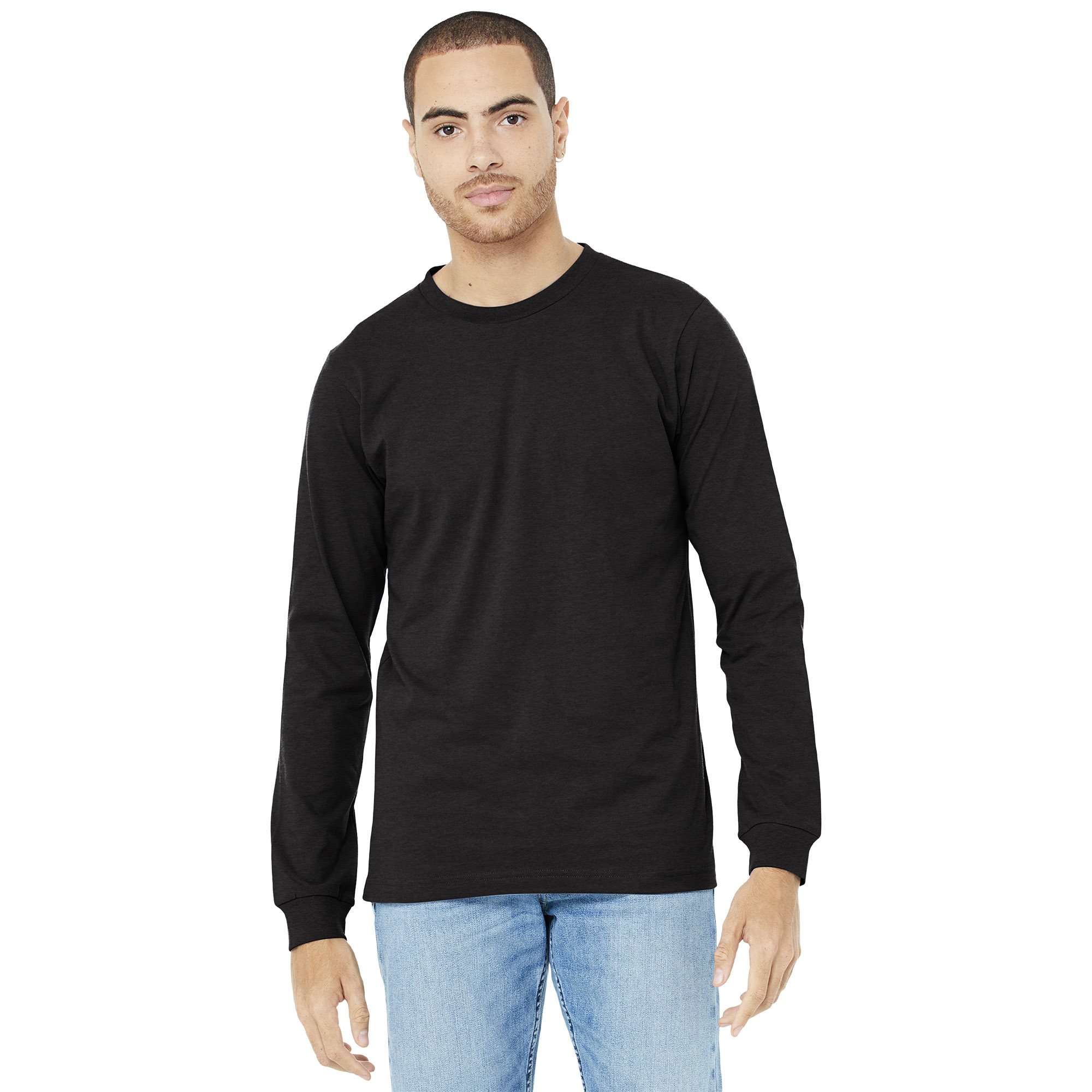 Bella + Canvas BC3501CVC Unisex Heather CVC Long Sleeve Tee - Black ...