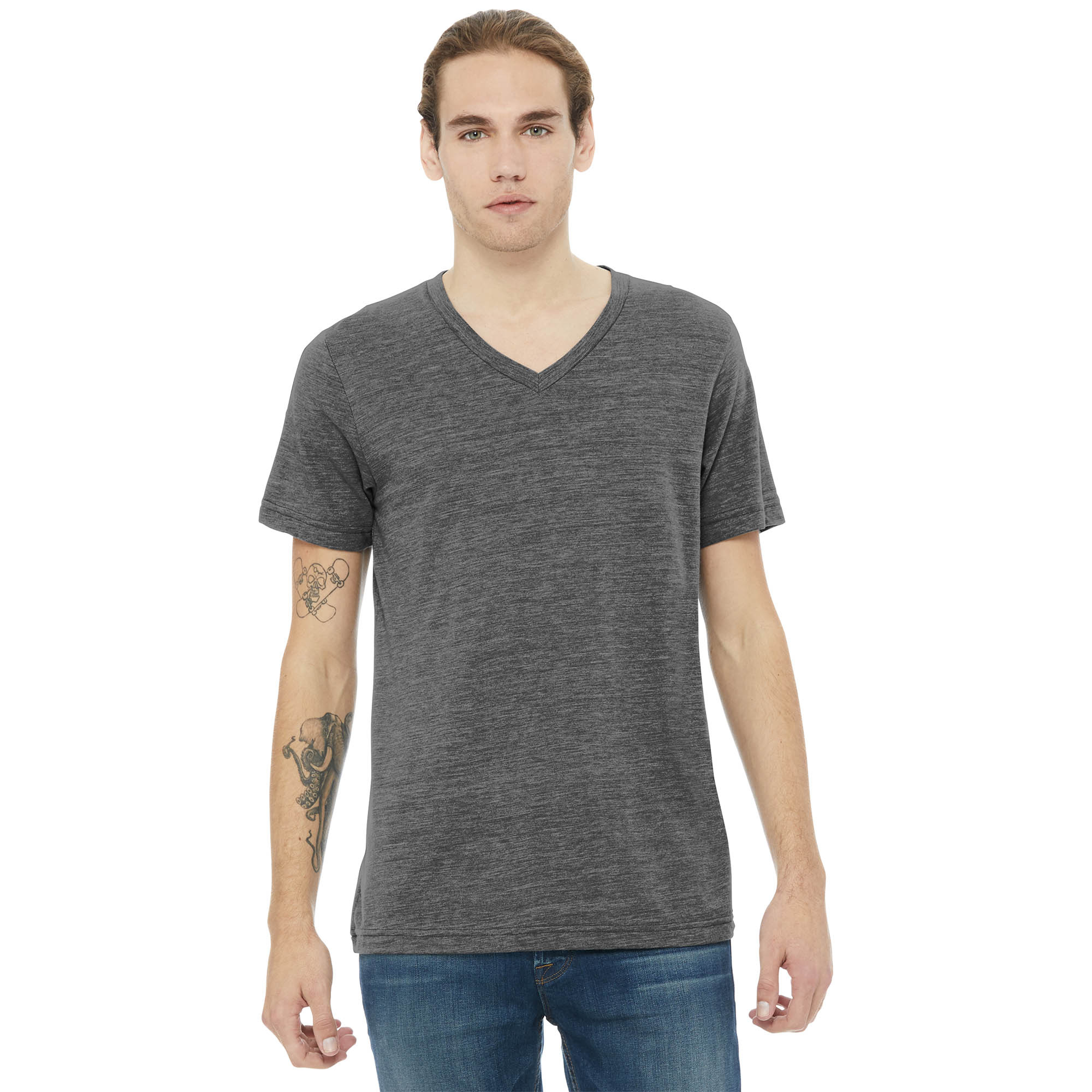 Bella + Canvas BC3655 Unisex Textured Jersey V-Neck Tee - Asphalt Slub ...
