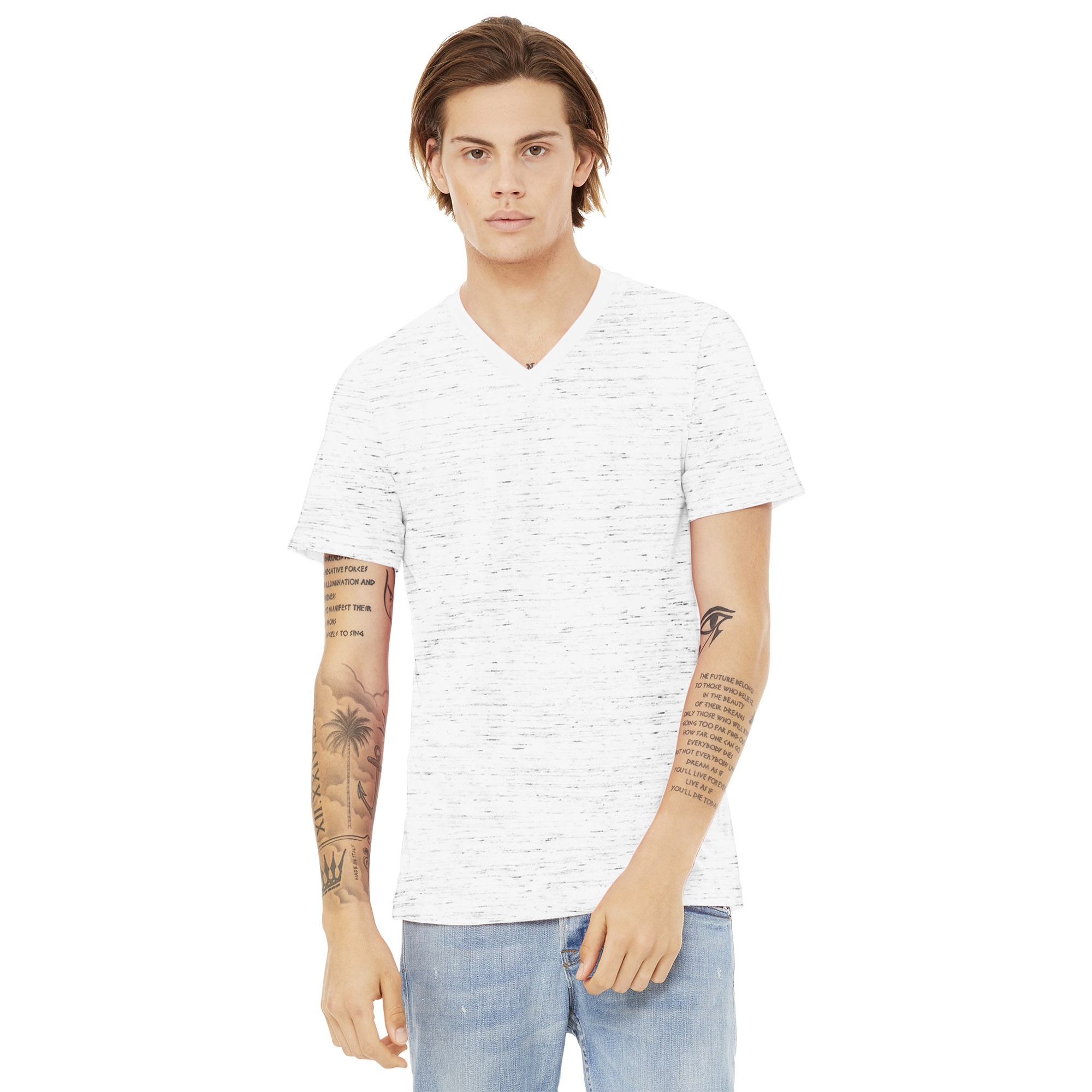 Bella + Canvas BC3655 Unisex Textured Jersey V-Neck Tee - White Marble ...