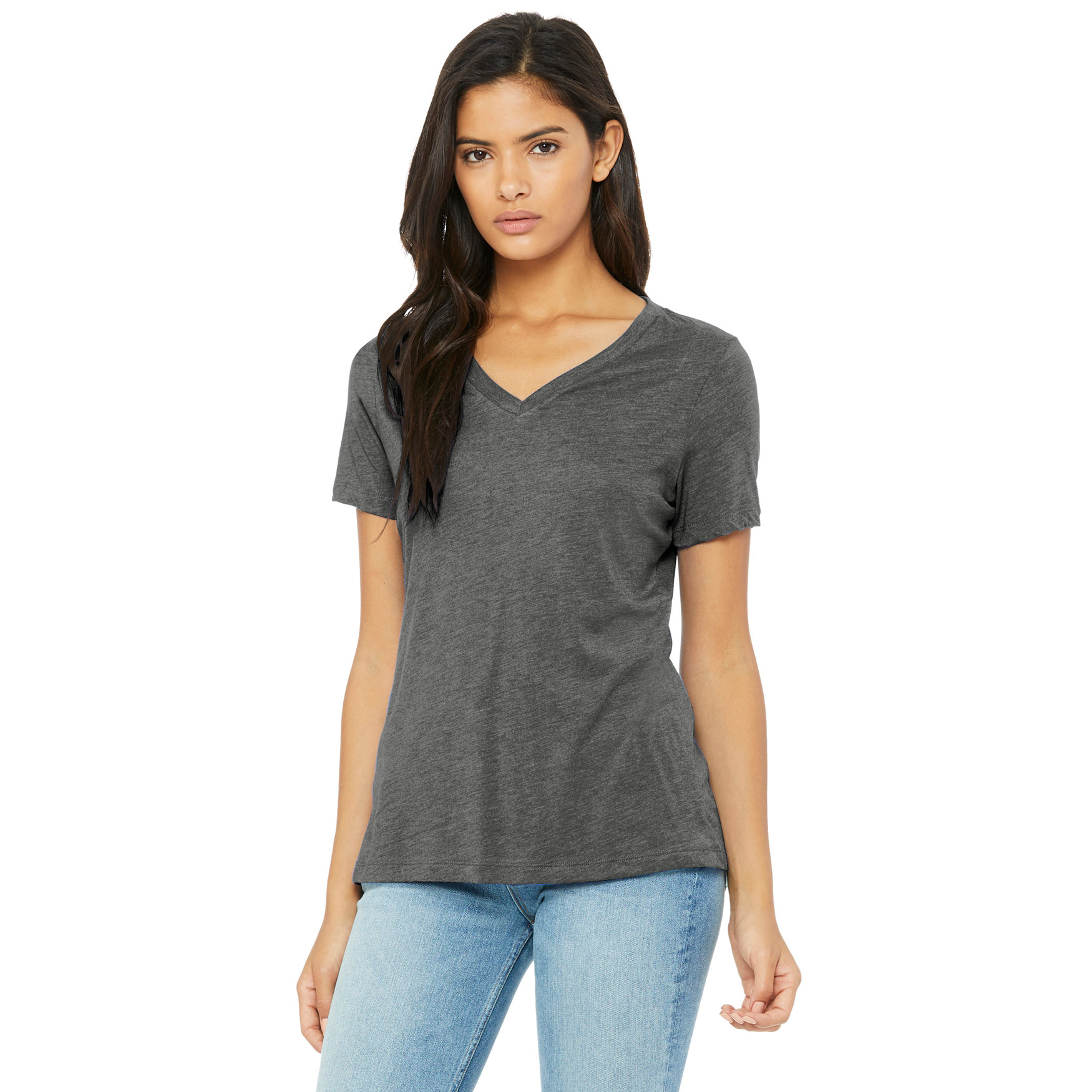 Bella + Canvas BC6415 Women's Relaxed Triblend V-Neck Tee - Grey ...